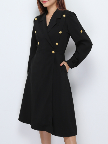 Formal Front Decorative Gold Button Dress 28565