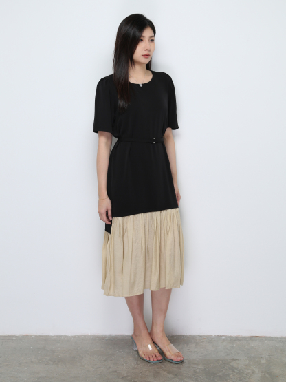 Two Tone With Belt Dress 28658