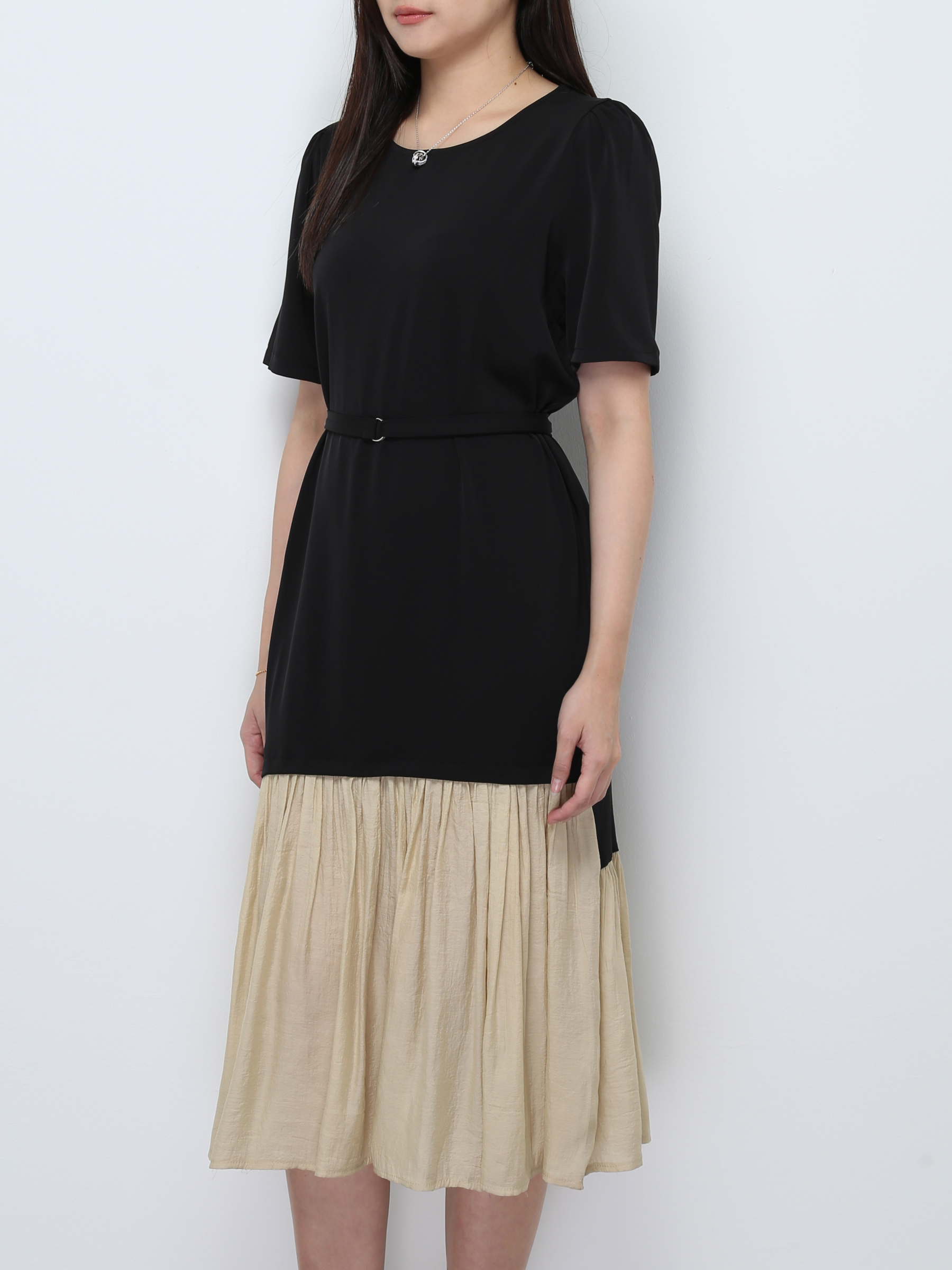 Two Tone With Belt Dress 28658