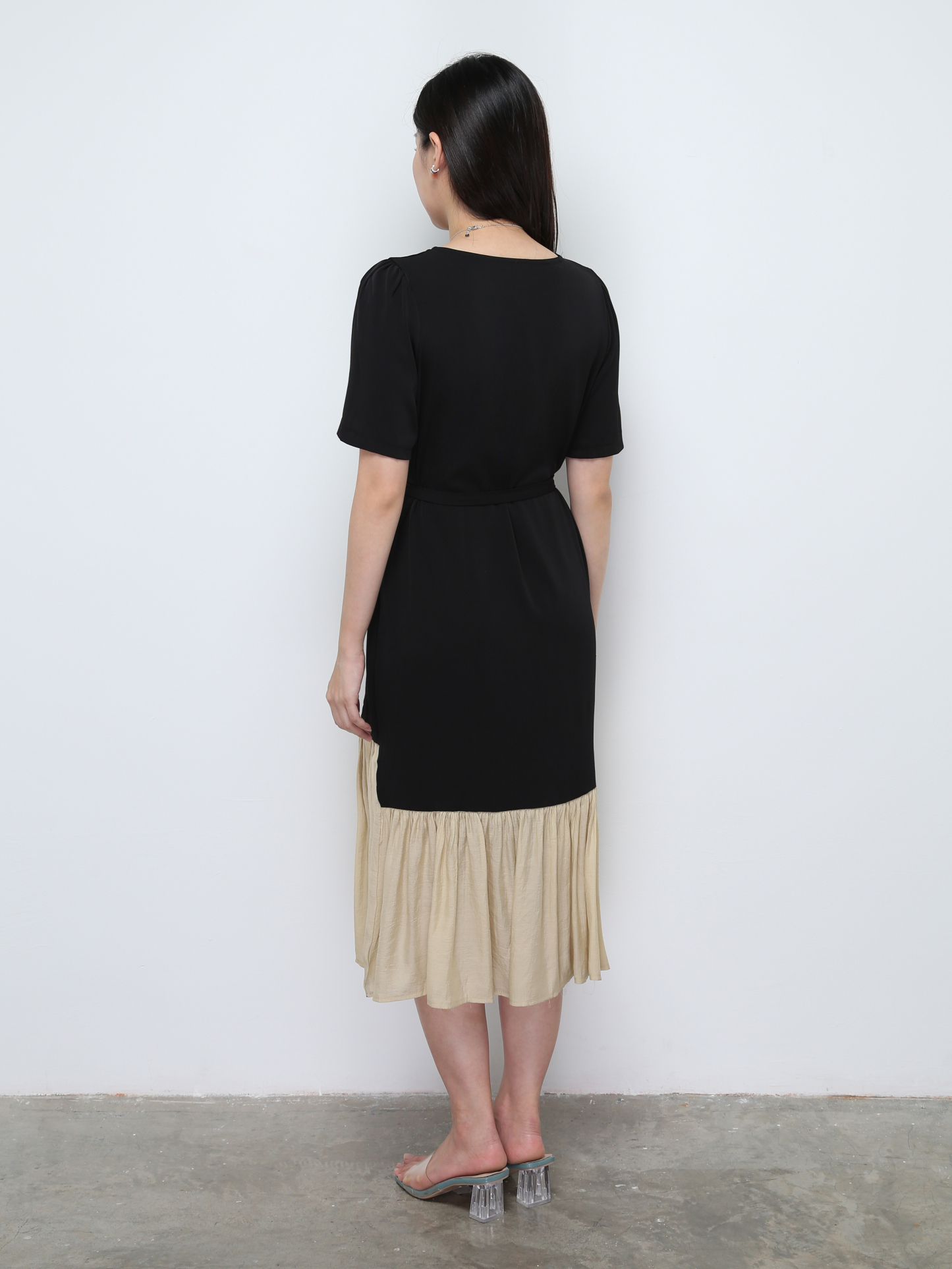 Two Tone With Belt Dress 28658