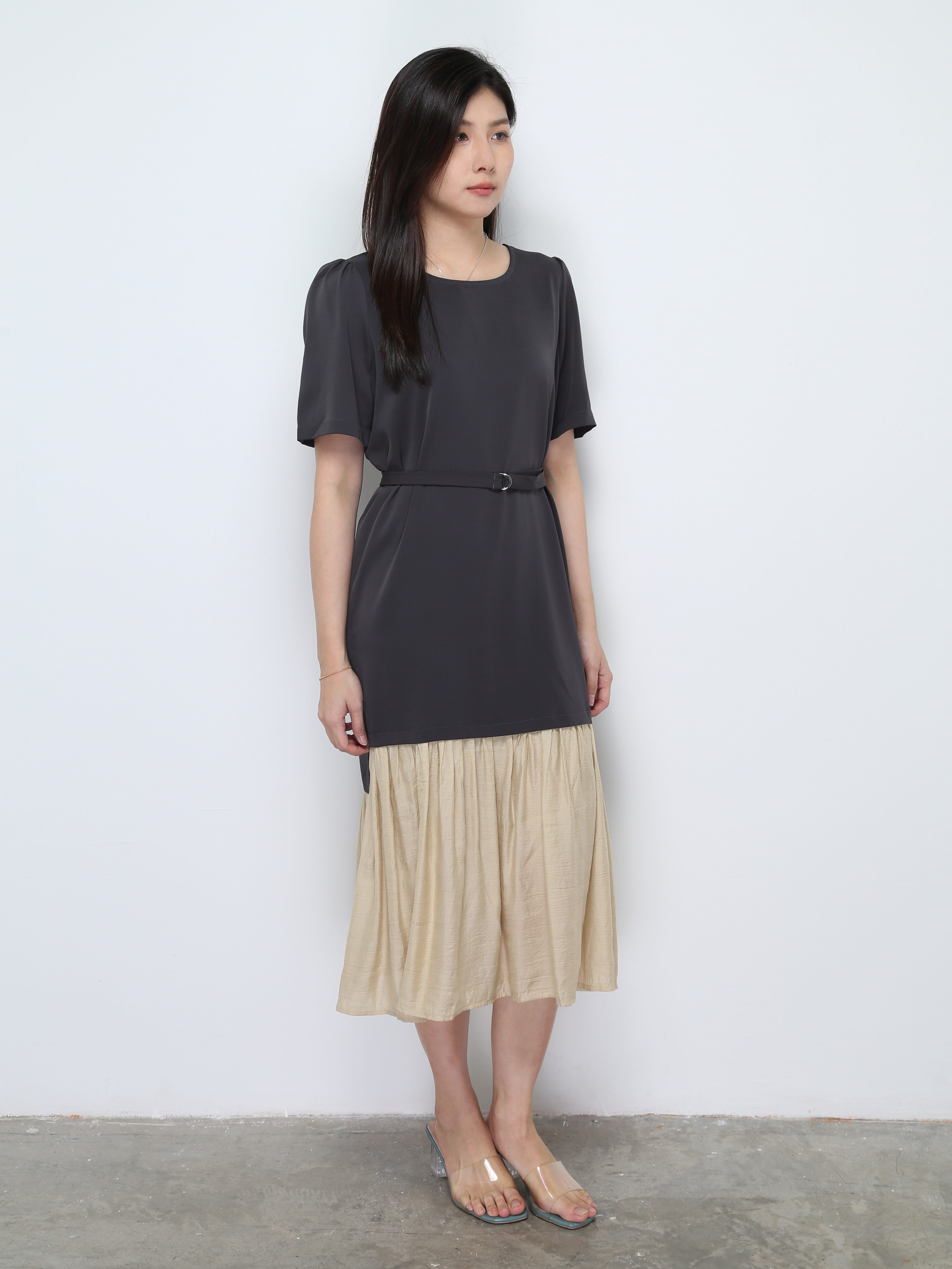 Two Tone With Belt Dress 28658