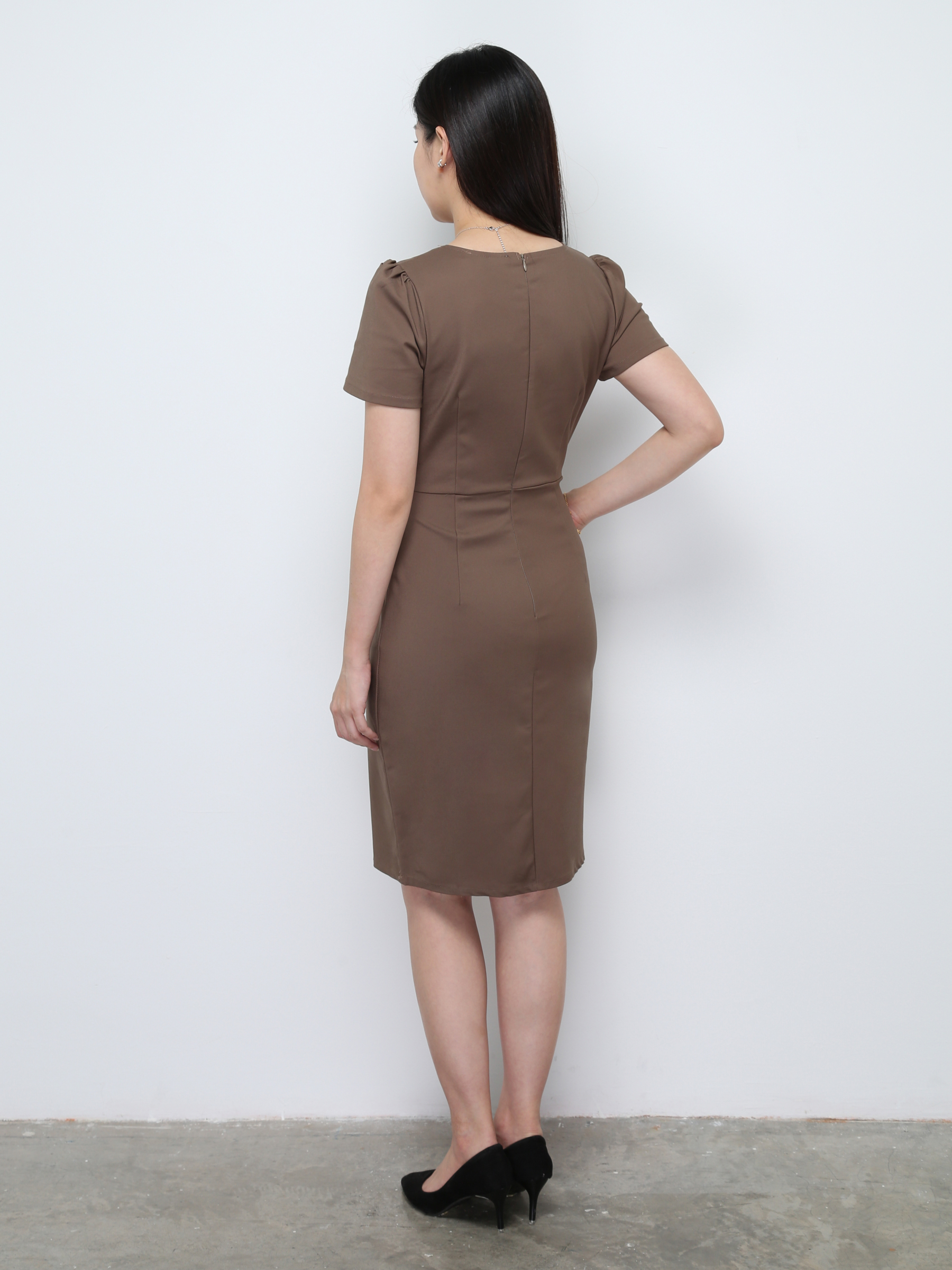 Formal V Neck With Belt Dress 28659