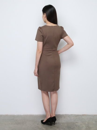 Formal V Neck With Belt Dress 28659