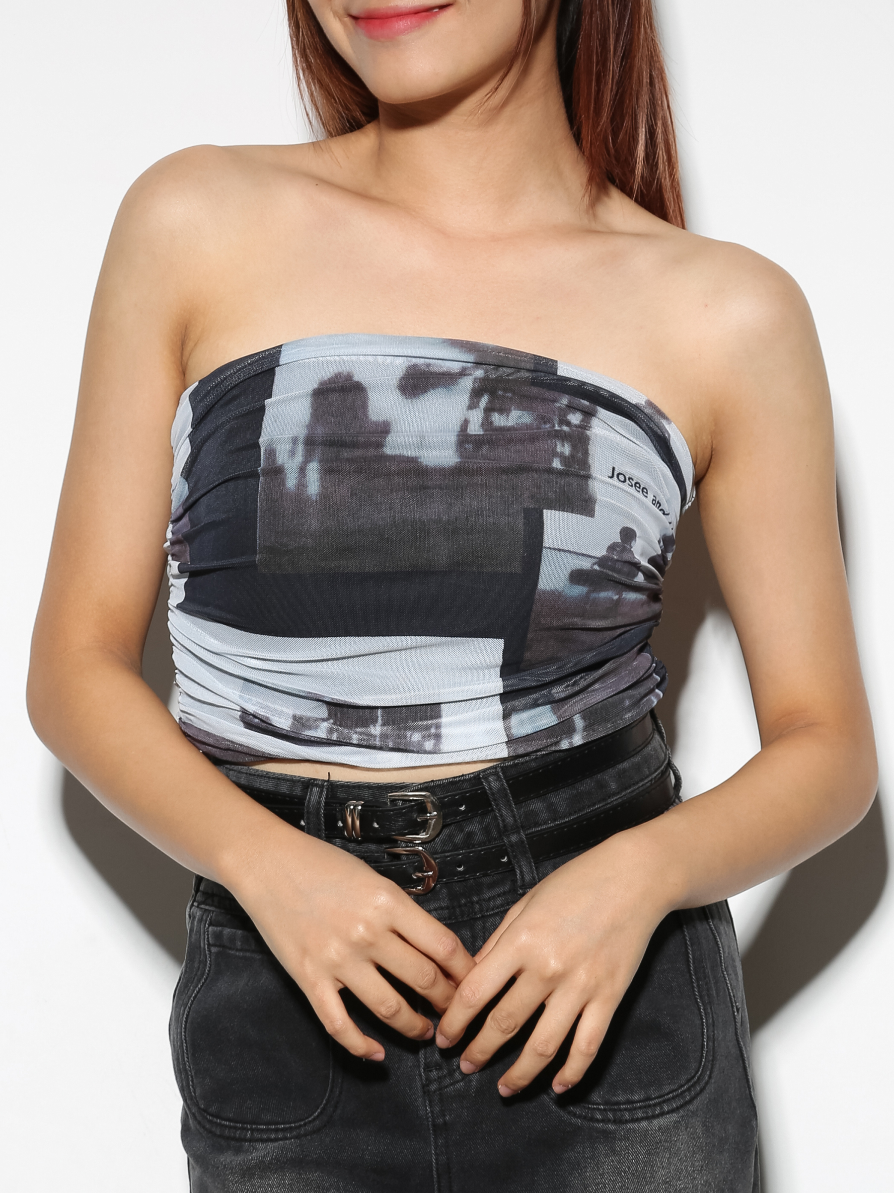 Tie Dye Side Pleated Tube Top 28790