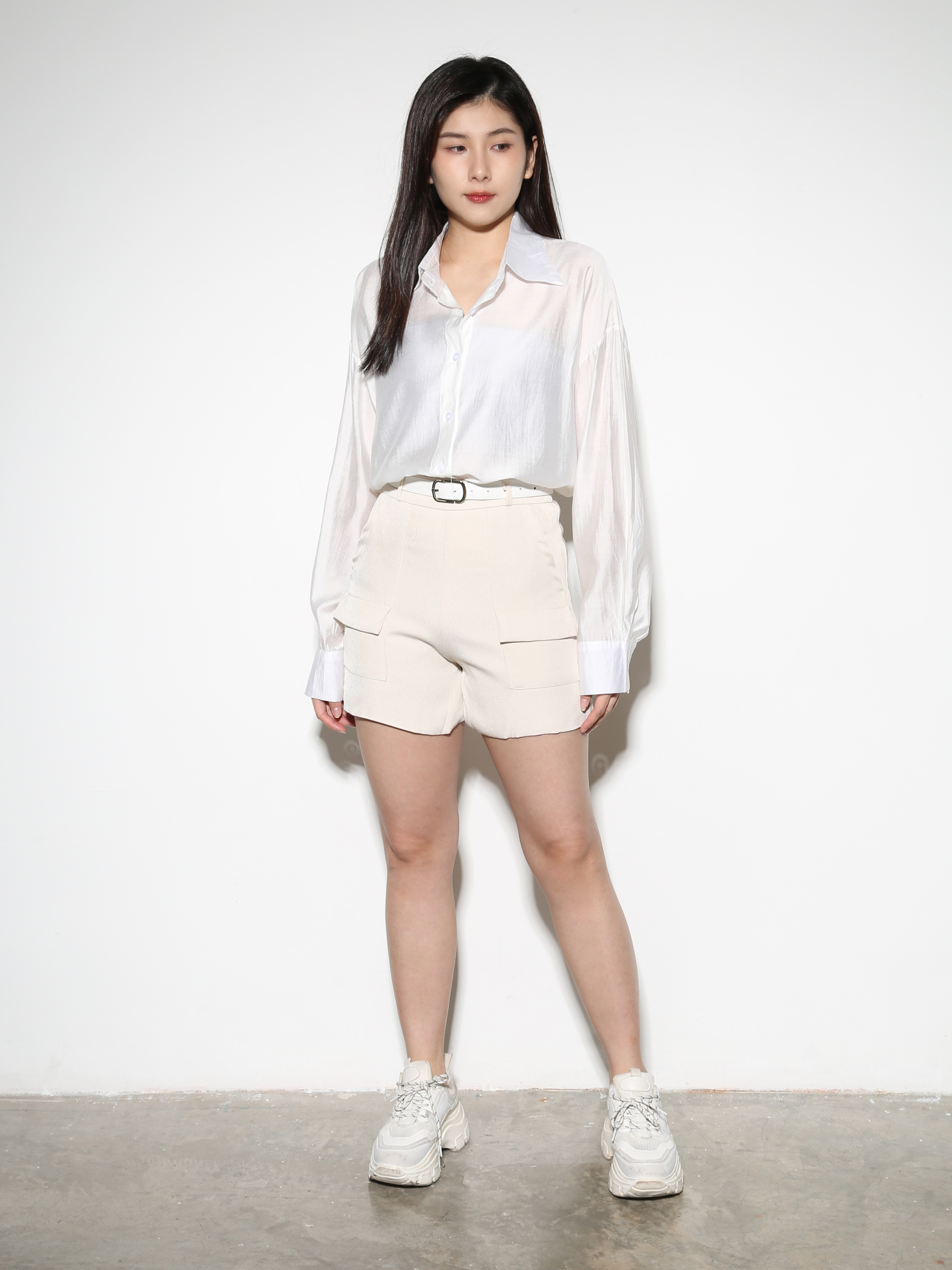 High Waist Front Pocket With Belt Short Pants 28814