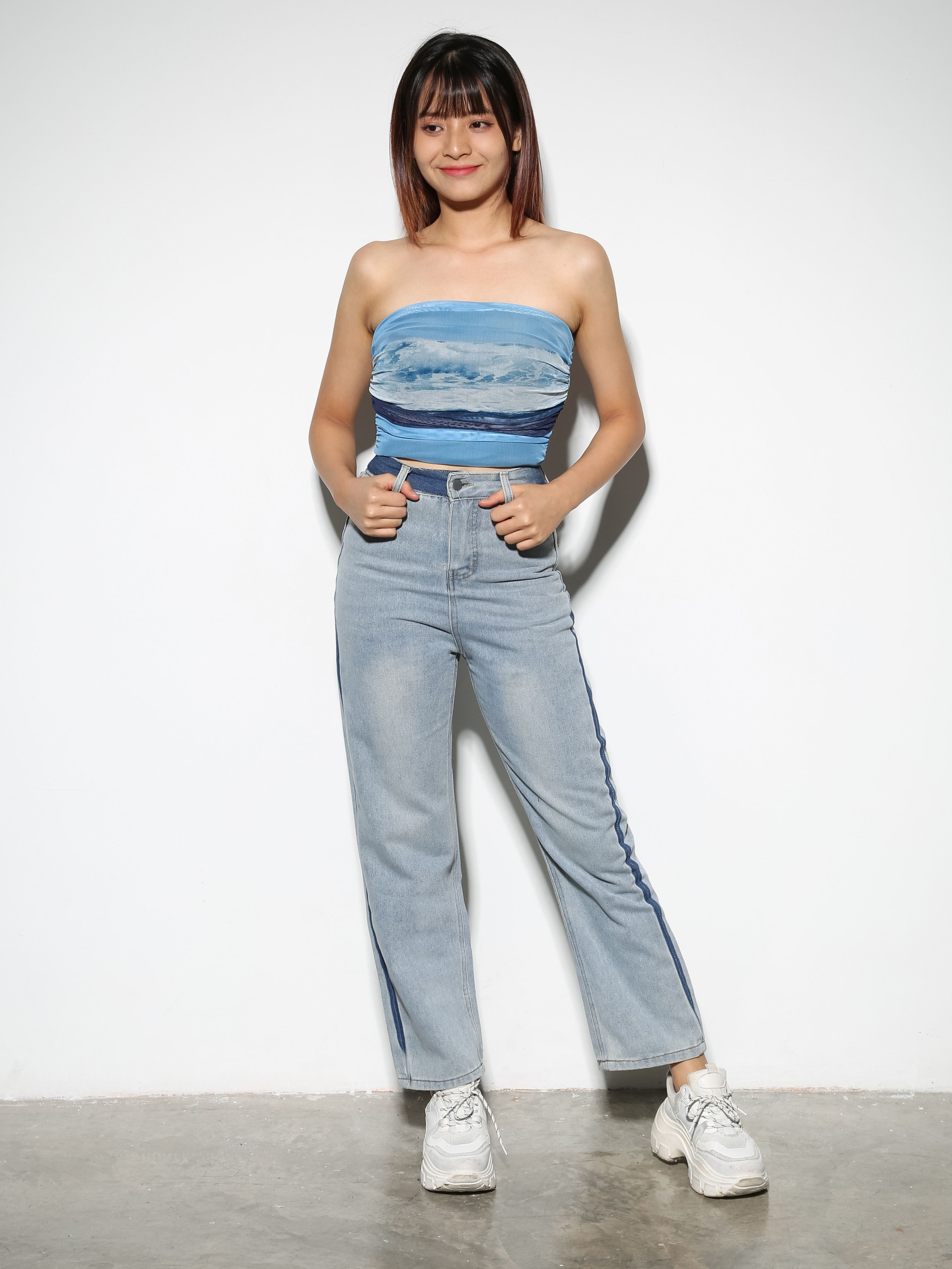 Denim Front Pocket Long Pants 28815