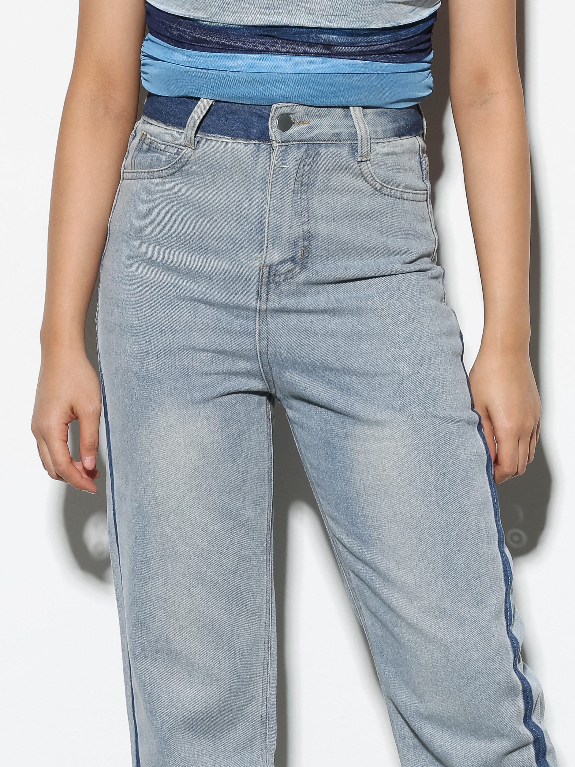 Denim Front Pocket Long Pants 28815