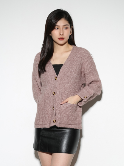 Knitted Front Button Long Sleeve Top 29025