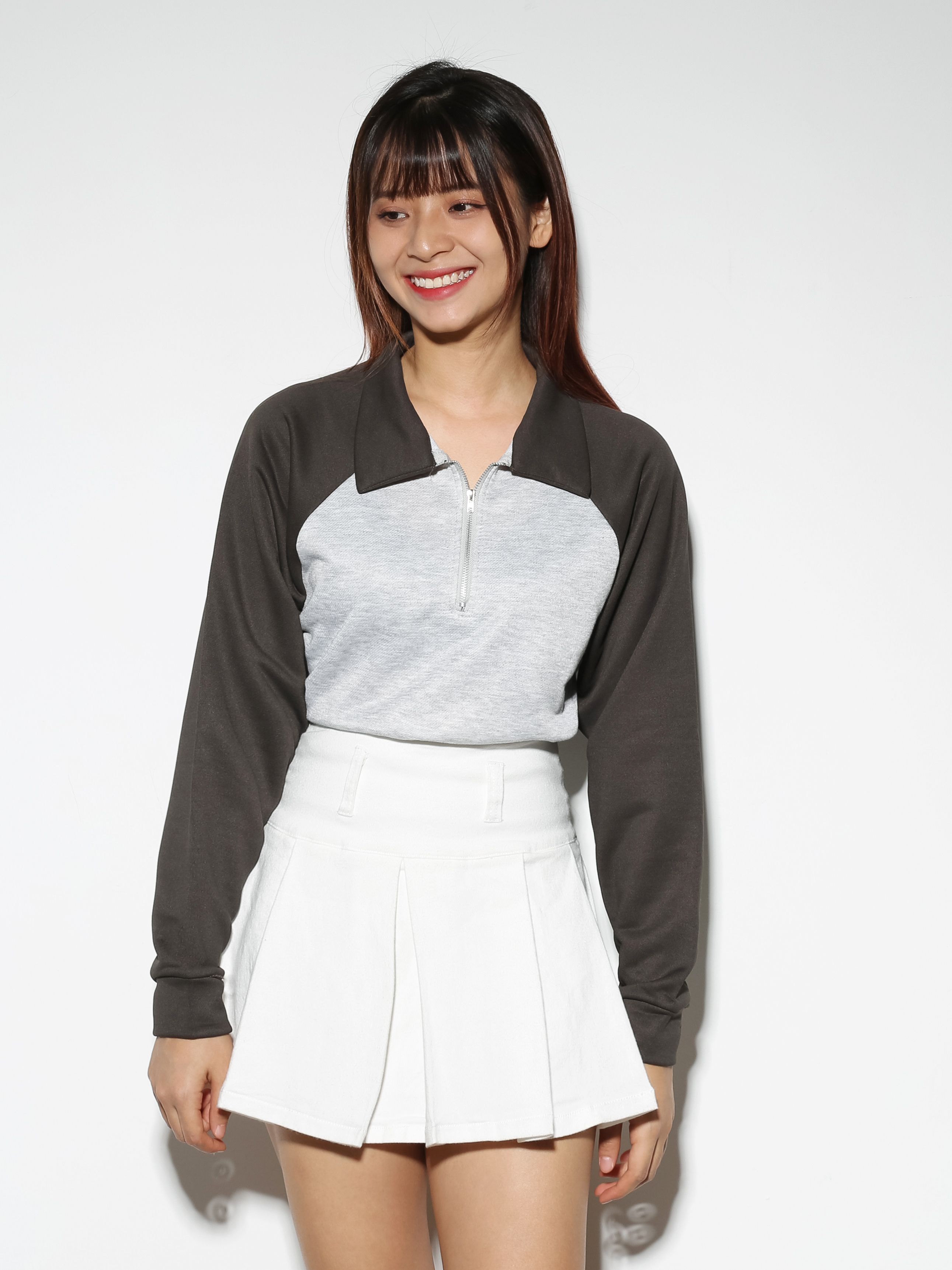 Two Tone Collar Long Sleeve Top 29057
