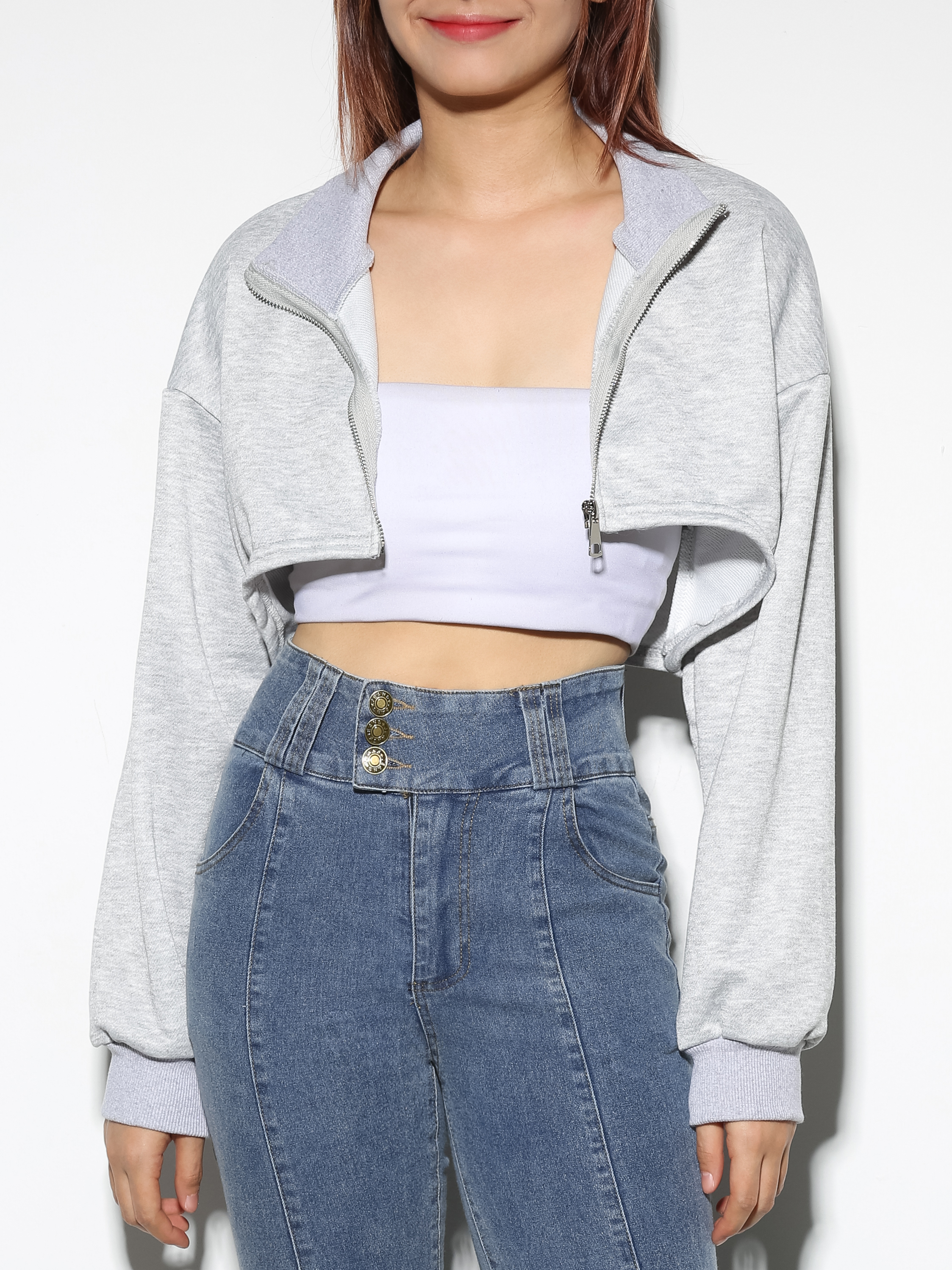 Front Zip Long Sleeve Top 29058