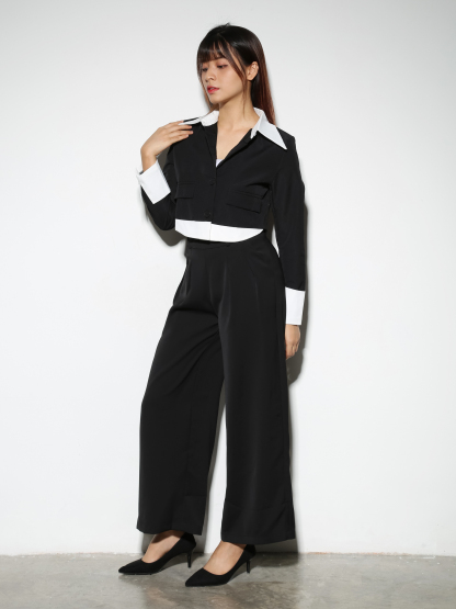 Fake Two Piece Front Button Top 29061