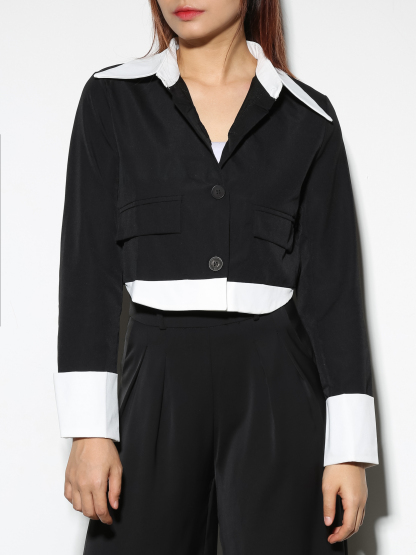 Fake Two Piece Front Button Top 29061