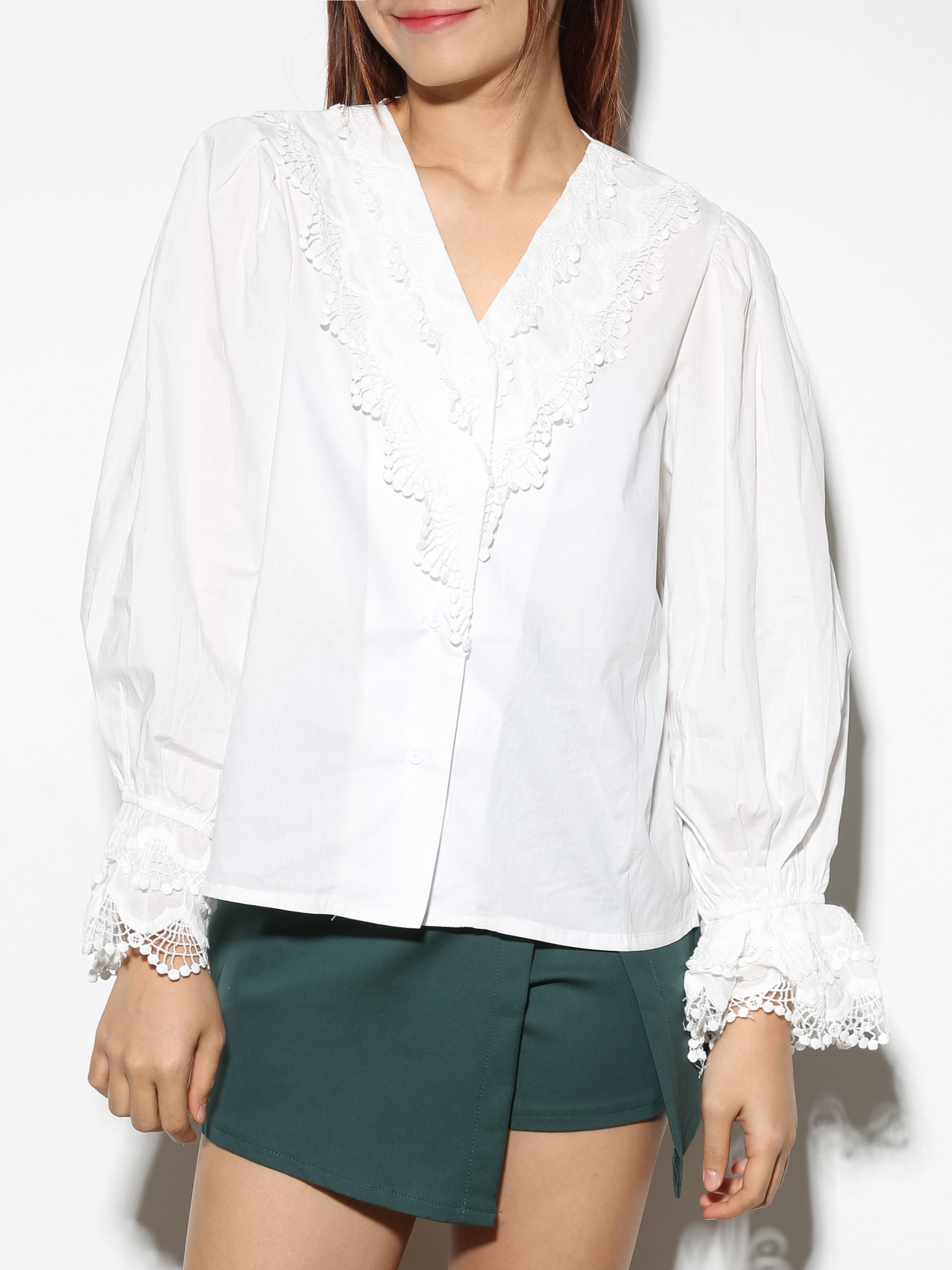 V Neck Lace Top 29064