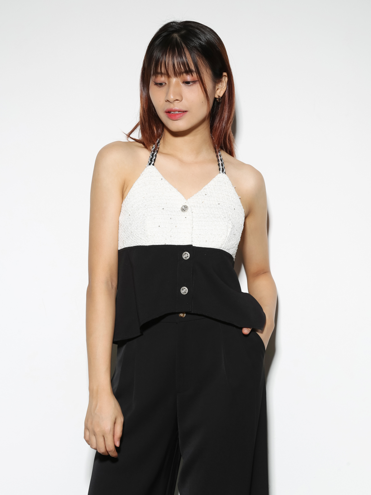 Halter Front Button Top 29167