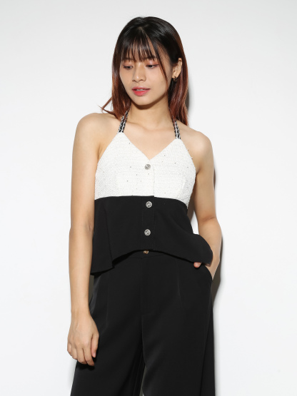 Halter Front Button Top 29167