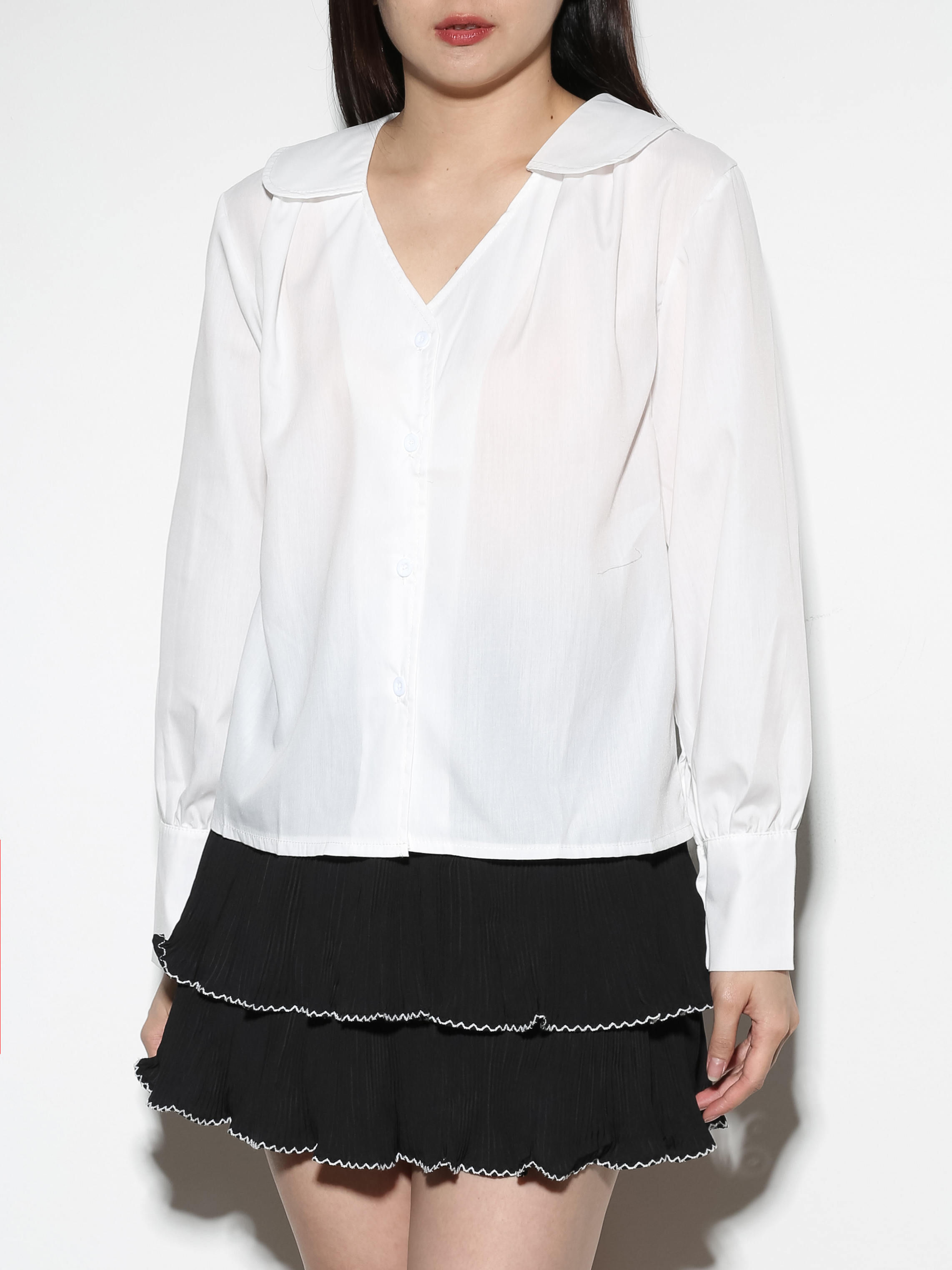 Long Sleeve Front Button Top 29177