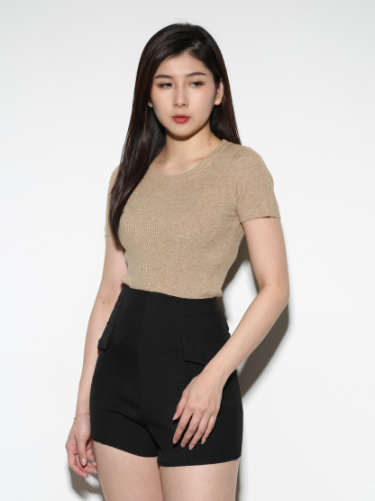 High Waist Side Fake Pocket Short Pants 29155