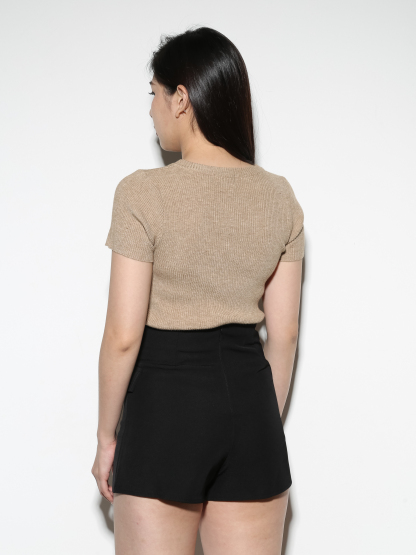 High Waist Side Fake Pocket Short Pants 29155