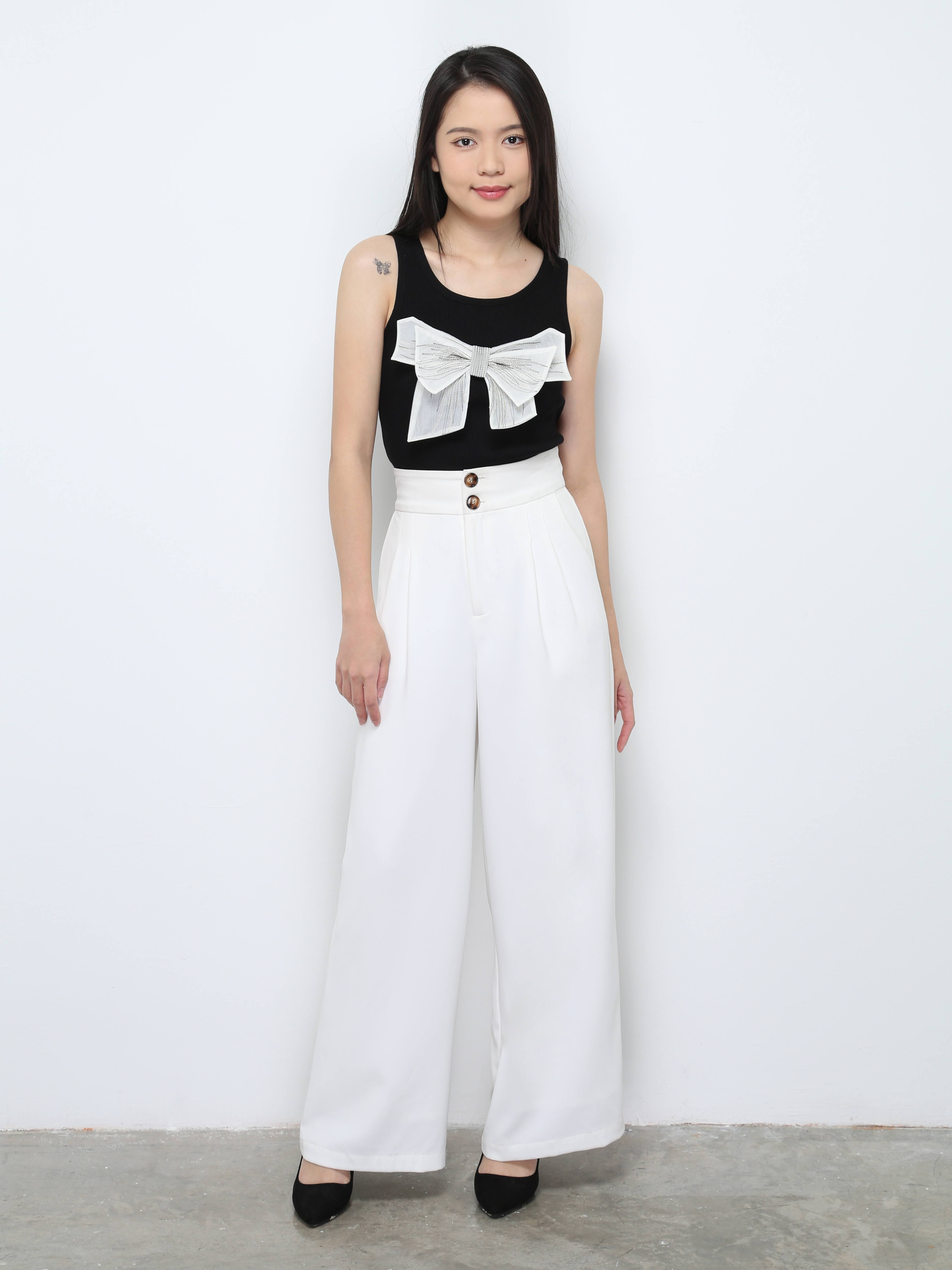 Sleeveless Front Decorative Ribbon Top 29336