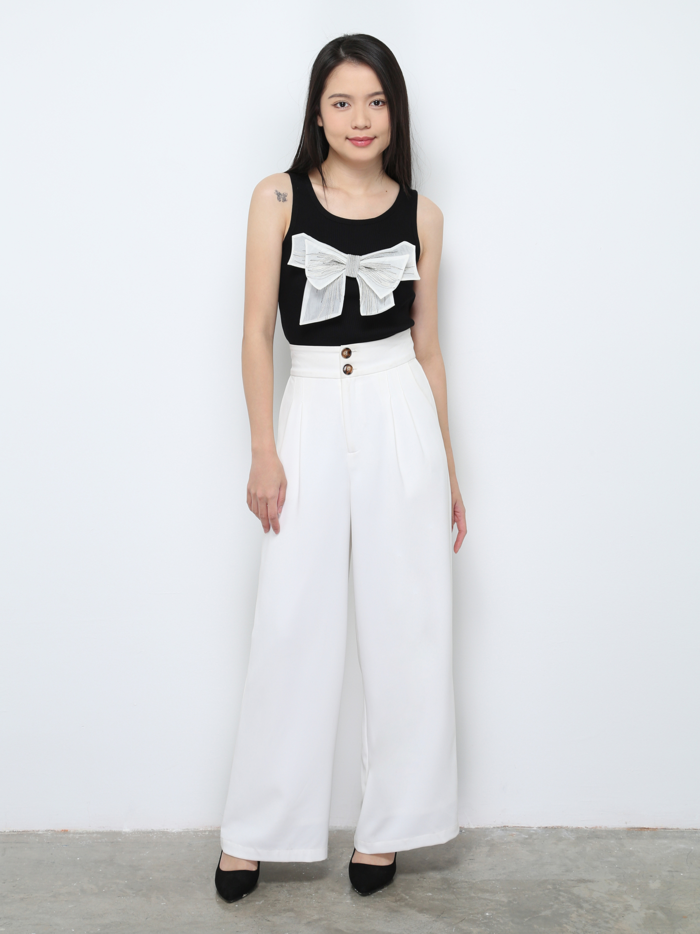 Sleeveless Front Decorative Ribbon Top 29336