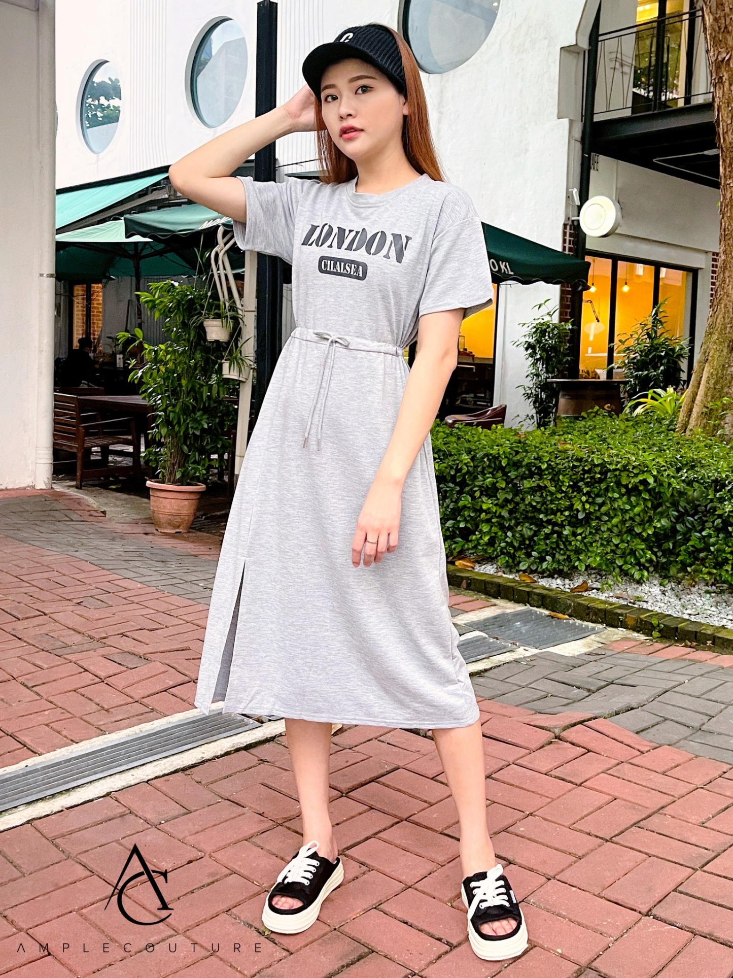 Waist Drawstring With Split Dress 22225
