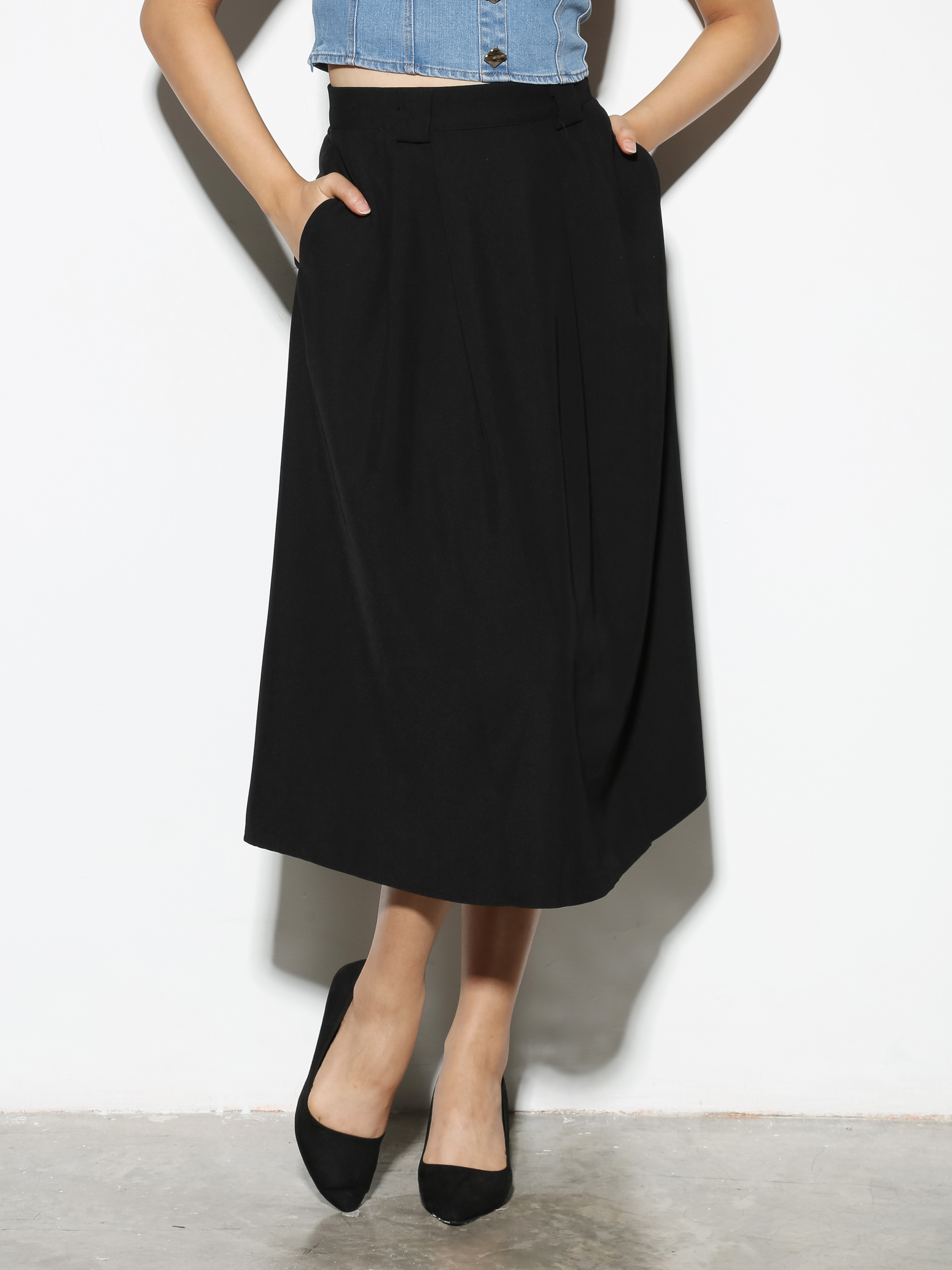 Gigh Waist A Line Side Pocket Skirt 28985