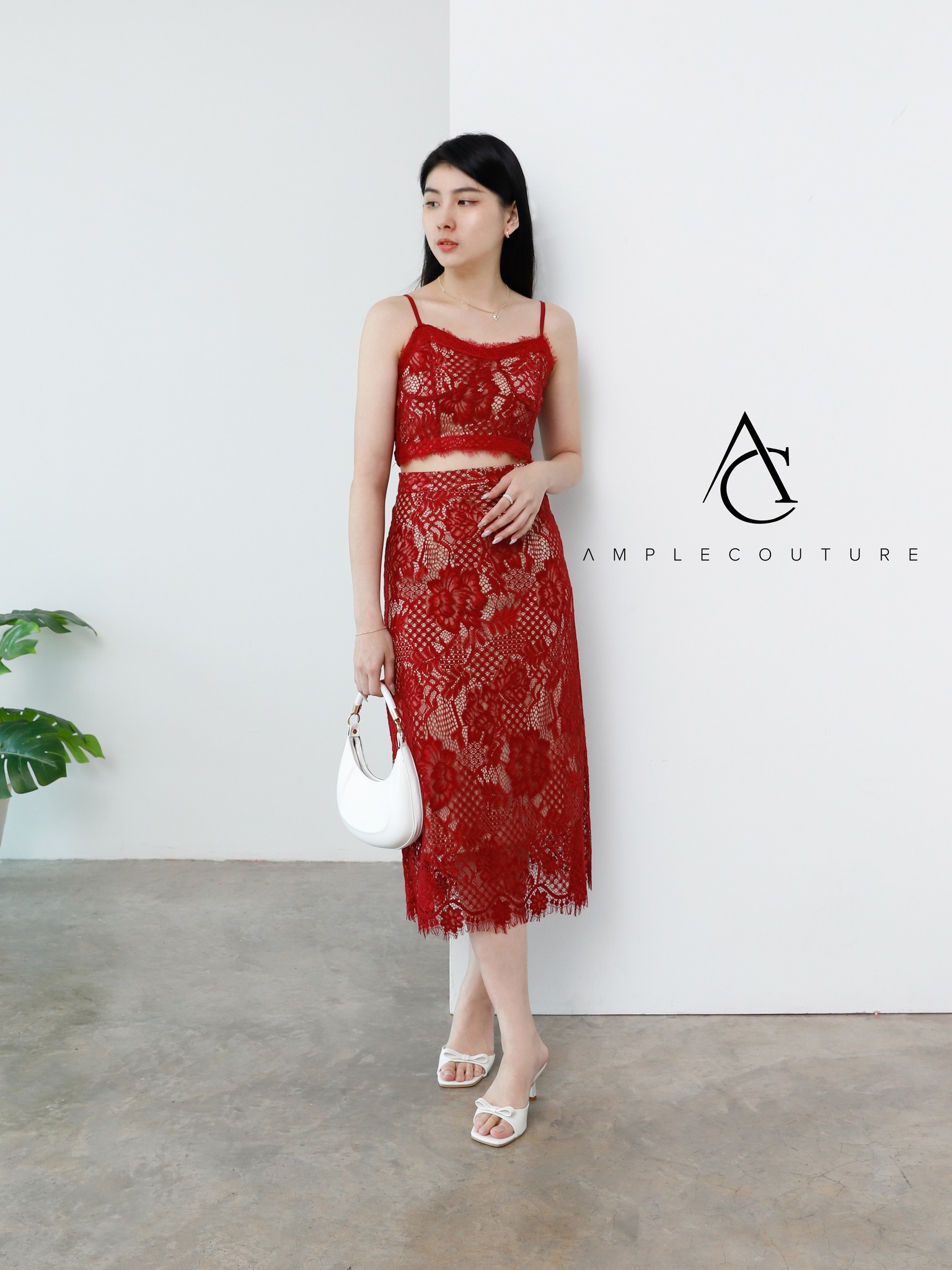 Lace Sleeveless Top With Long Skirt Set 24594