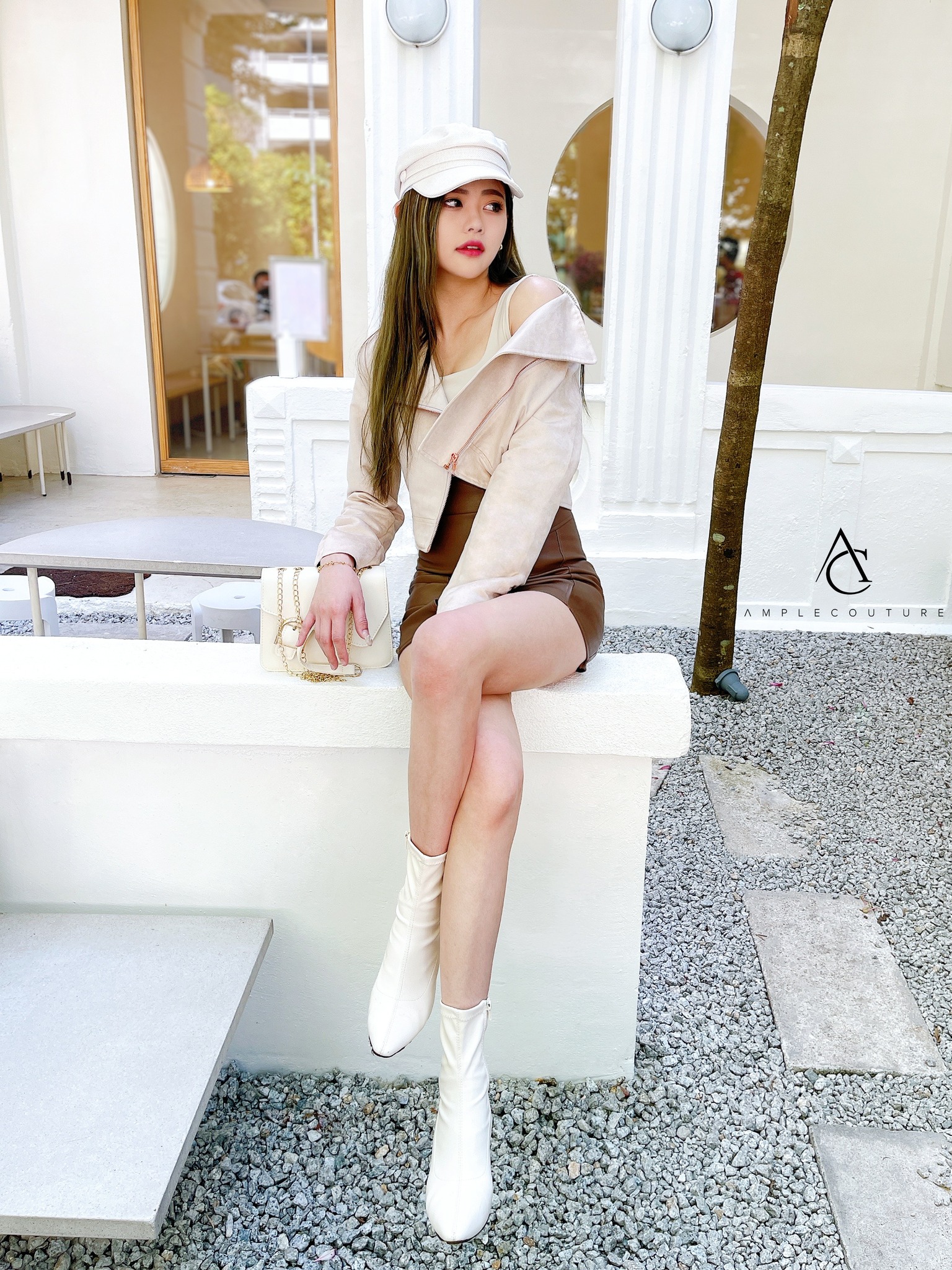 Collar Front Zip Tops AC010