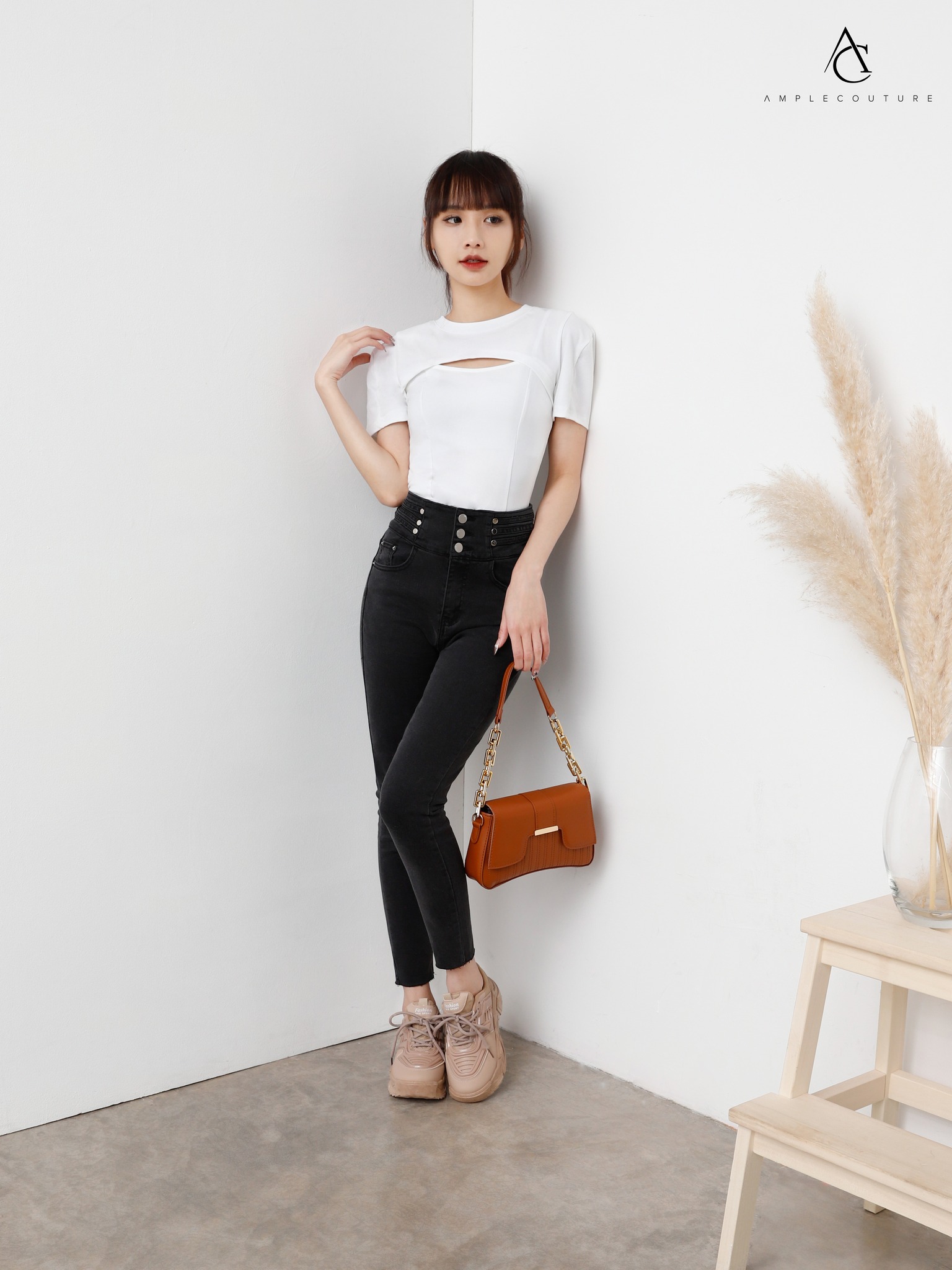 Denim High Waist Long Pants 26353 – AMPLE COUTURE