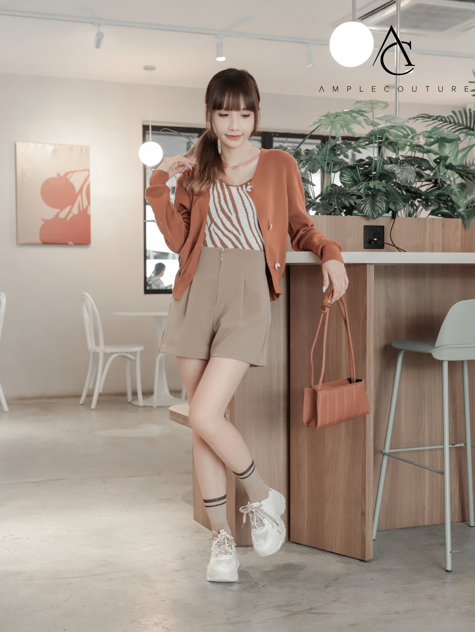 Knitted Sling Button Long Sleeve Top 21798