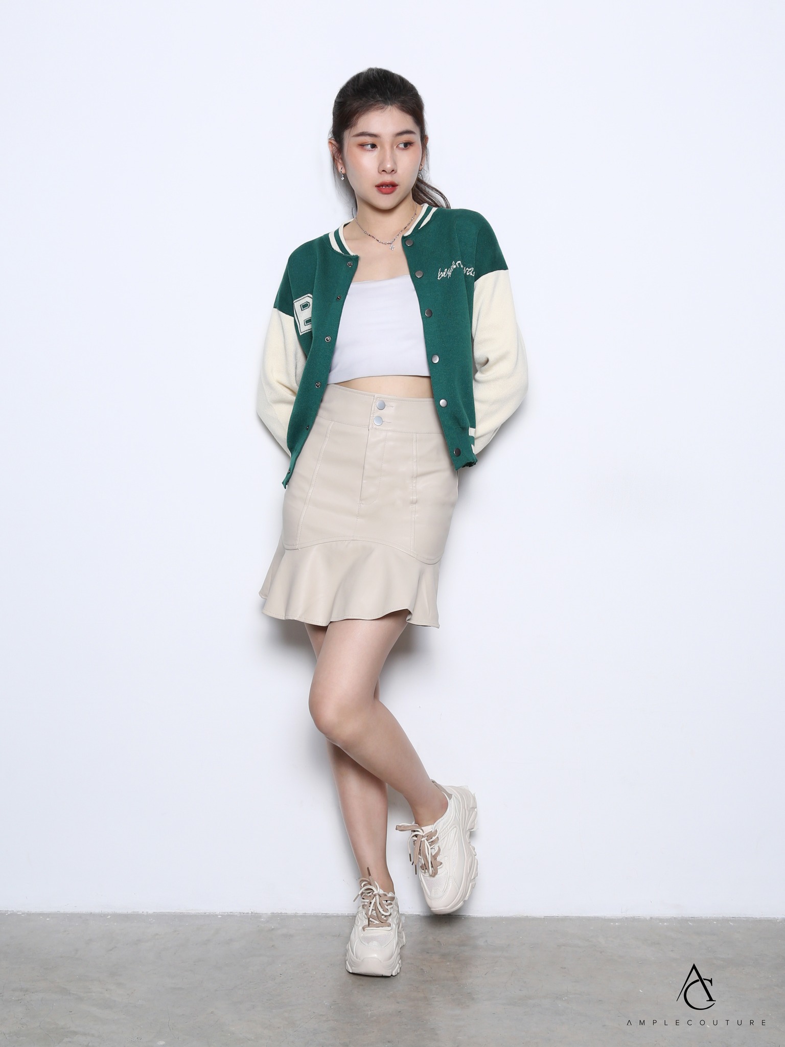 High Waist Leather Ruffles Skirt 26787