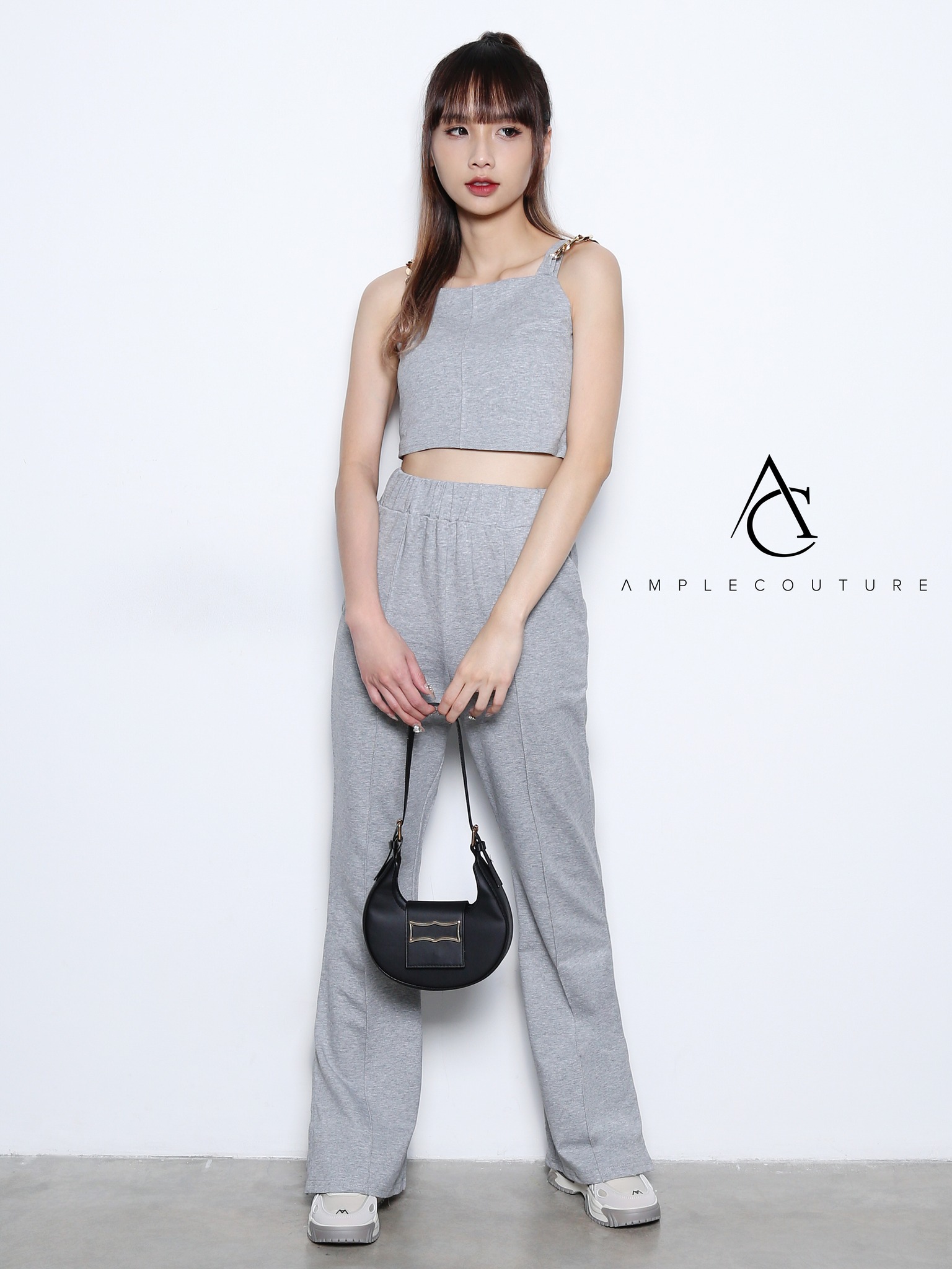 Sleeveless Crop Top With Side Split Long Pants Set 26780