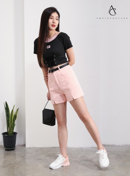 Short Sleeve Front Drawstring Top 27541