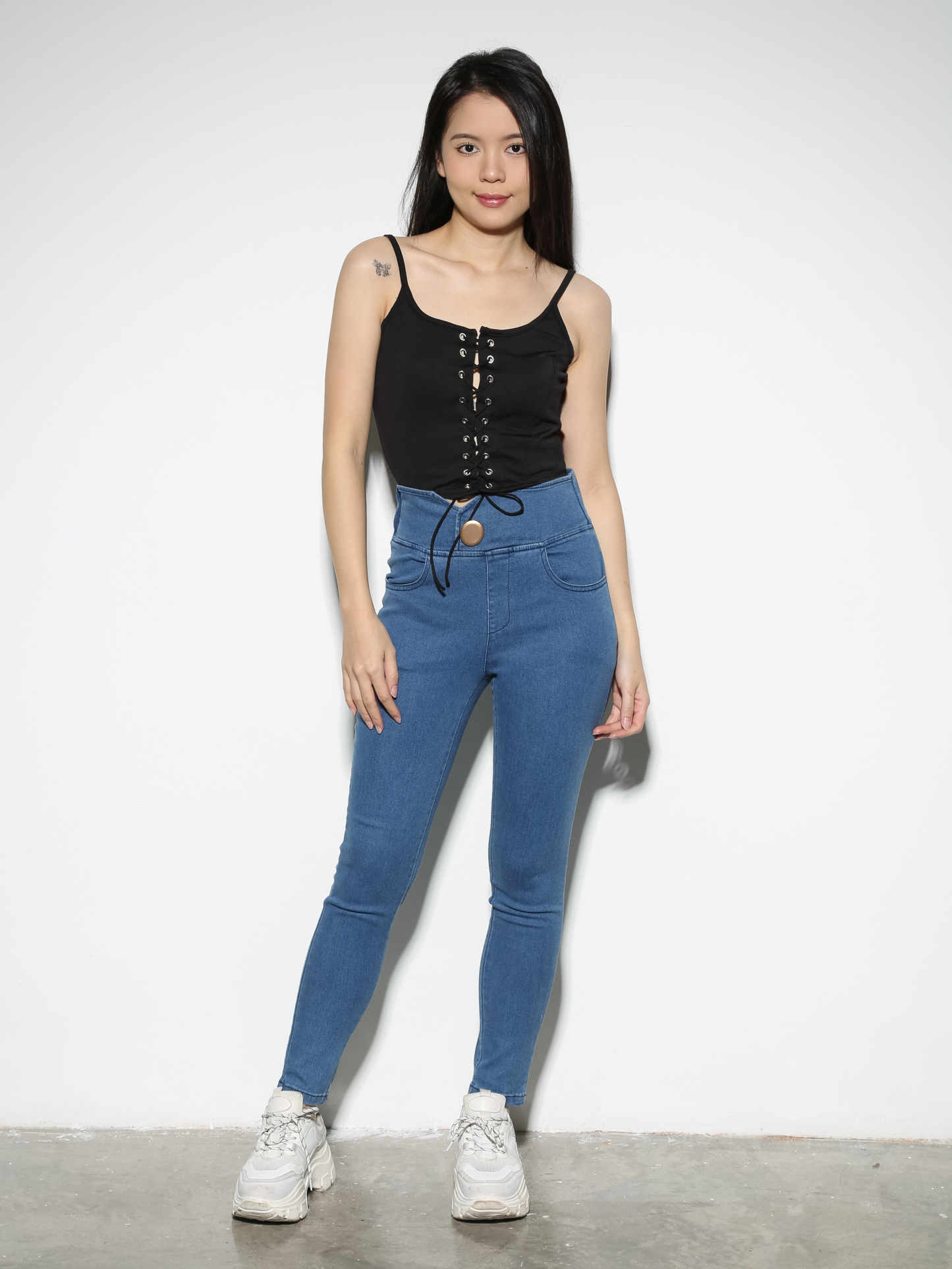 High Waist Denim Long Pants 27546