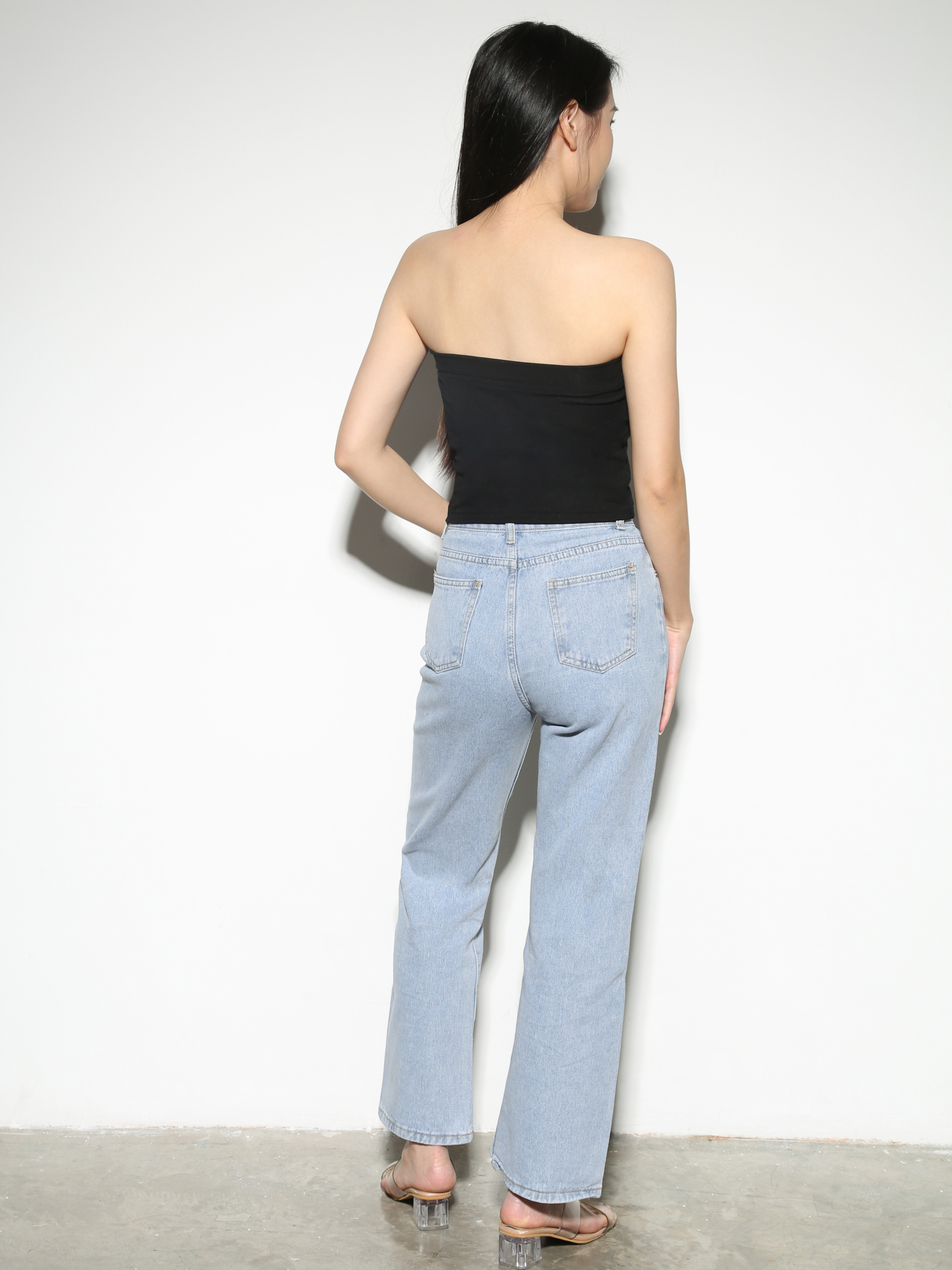 Denim Front Button And Pocket Long Pant 28558