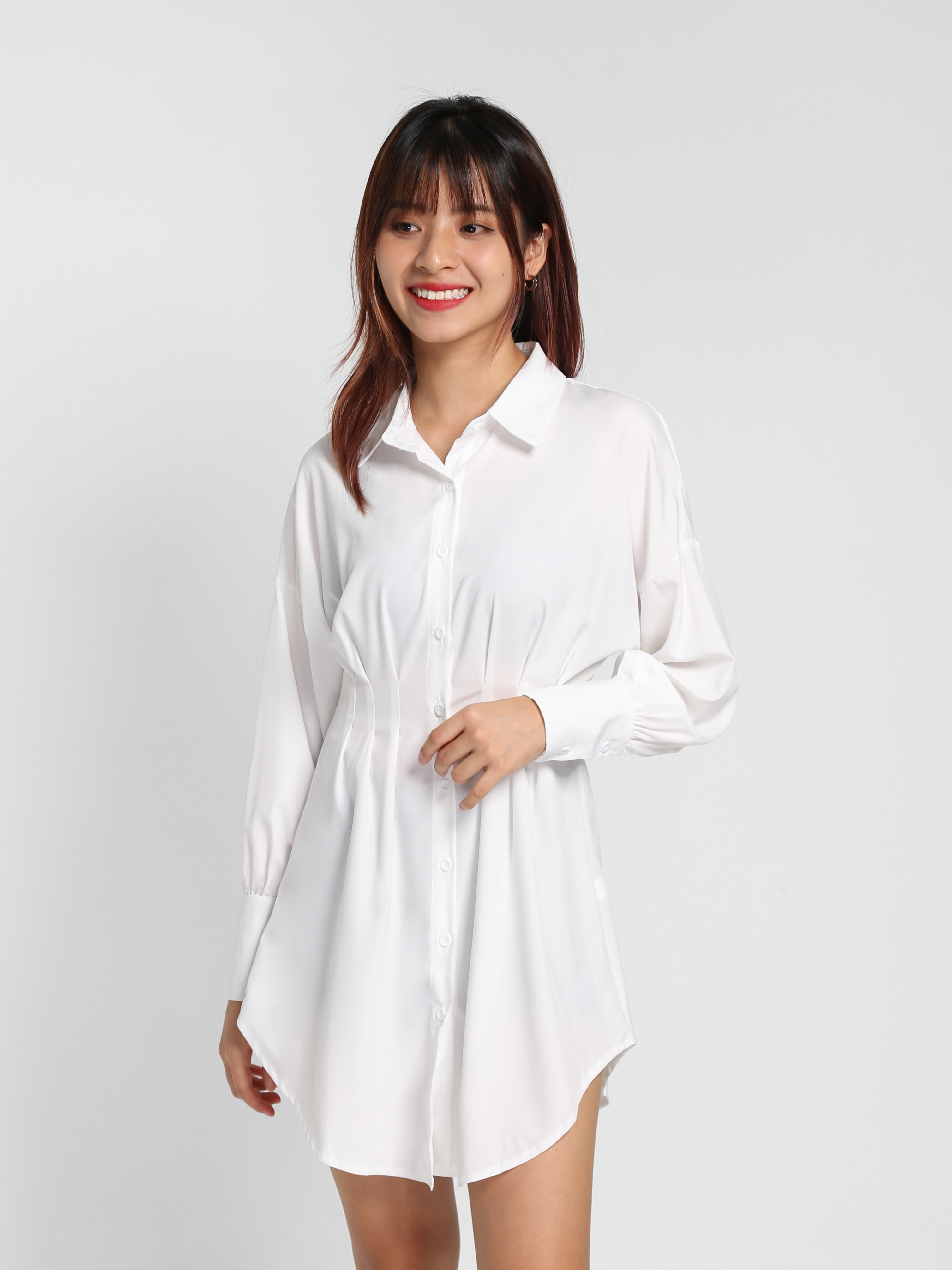 Long Sleeve Front Button Dress 28116