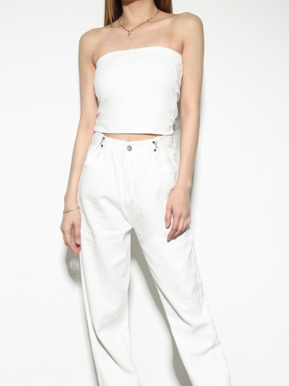 Denim Front Button And Pocket Long Pant 28558