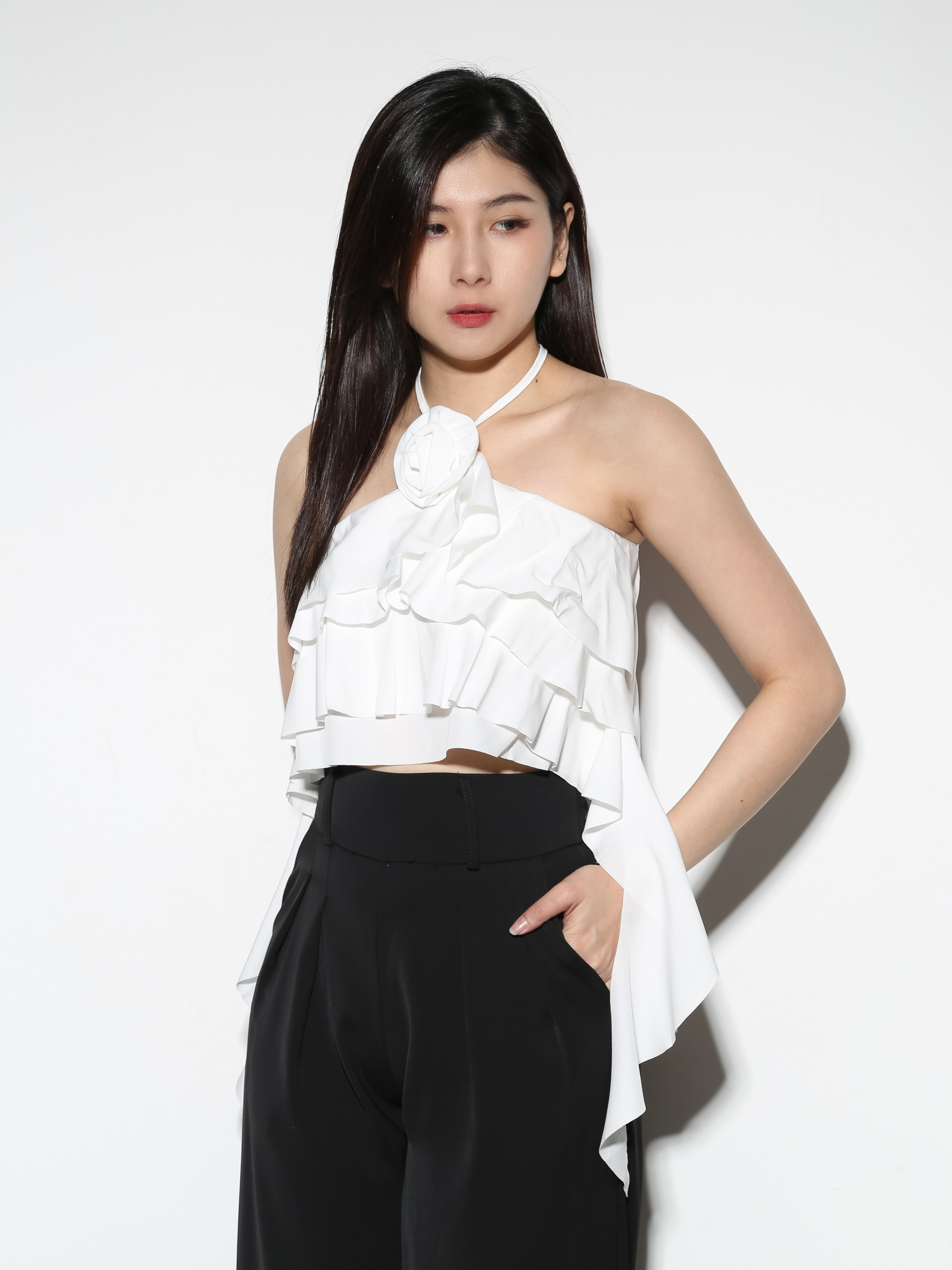 Layered Front Decorative Flower Top 29174