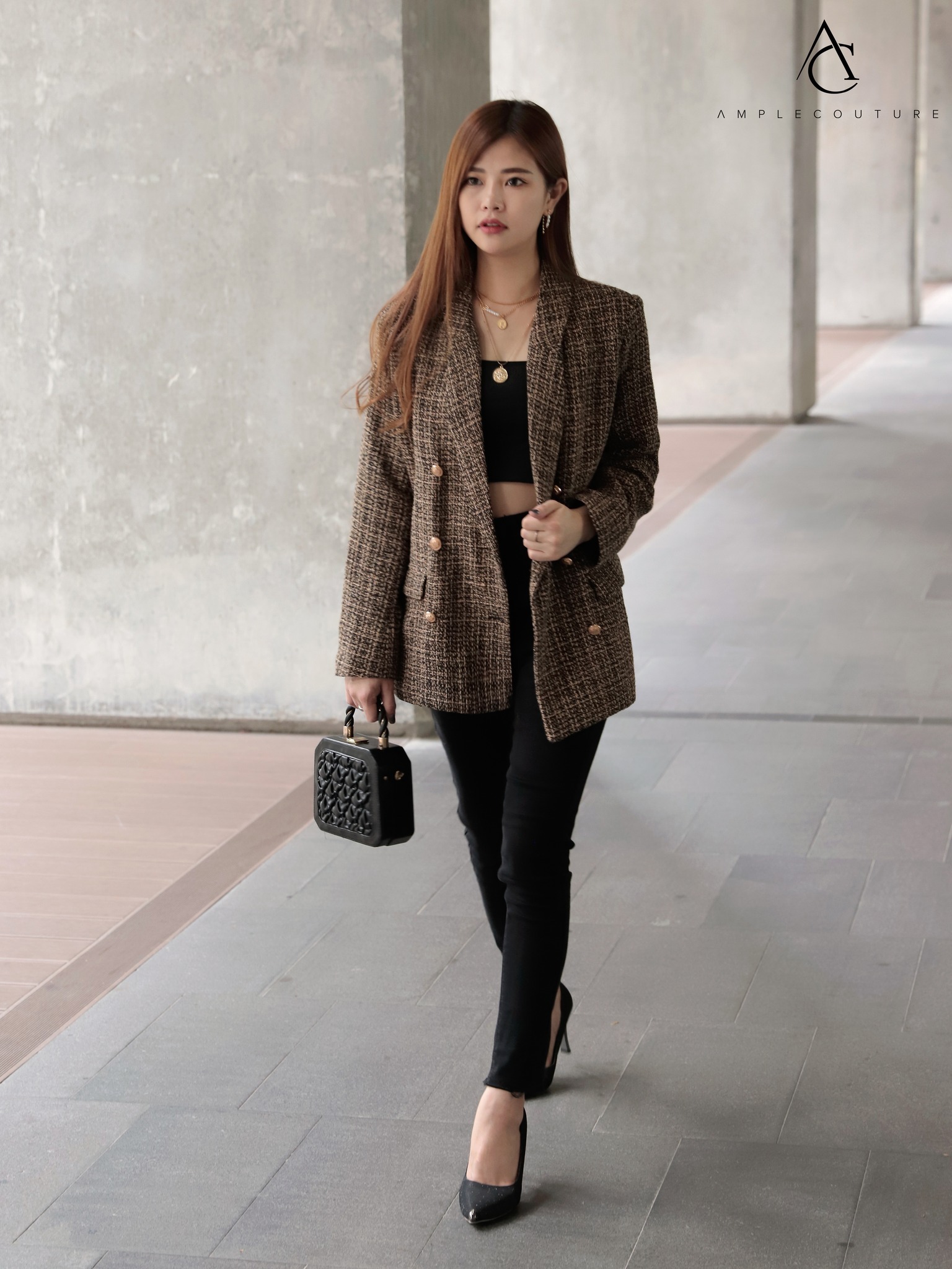 Chanel Style Collar With Gold Button Outerwear 22247