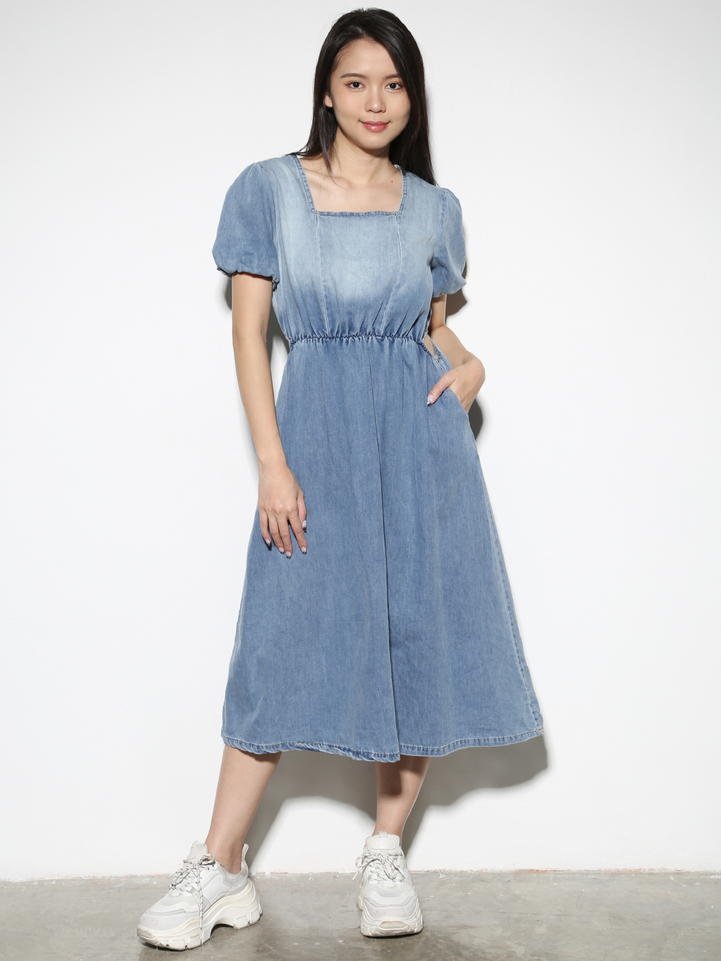 Denim Waist Stretchable Dress 28748