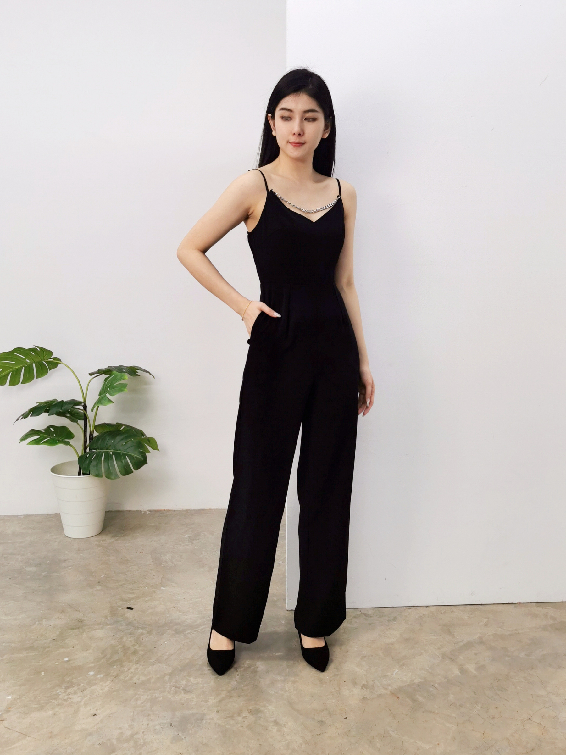 Front Chain With Strap Jumpsuit AC009