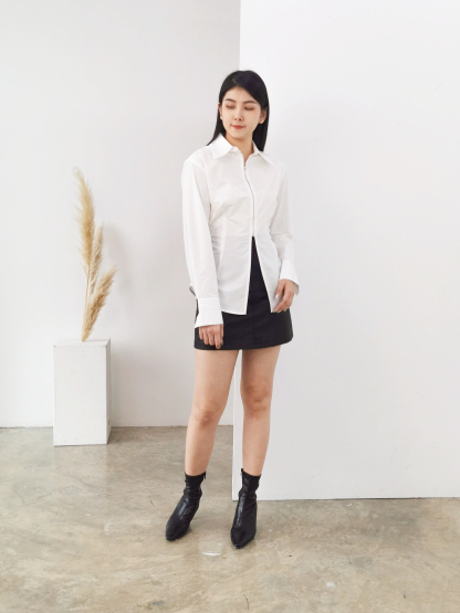 Side Gathered Zipper Top AC039