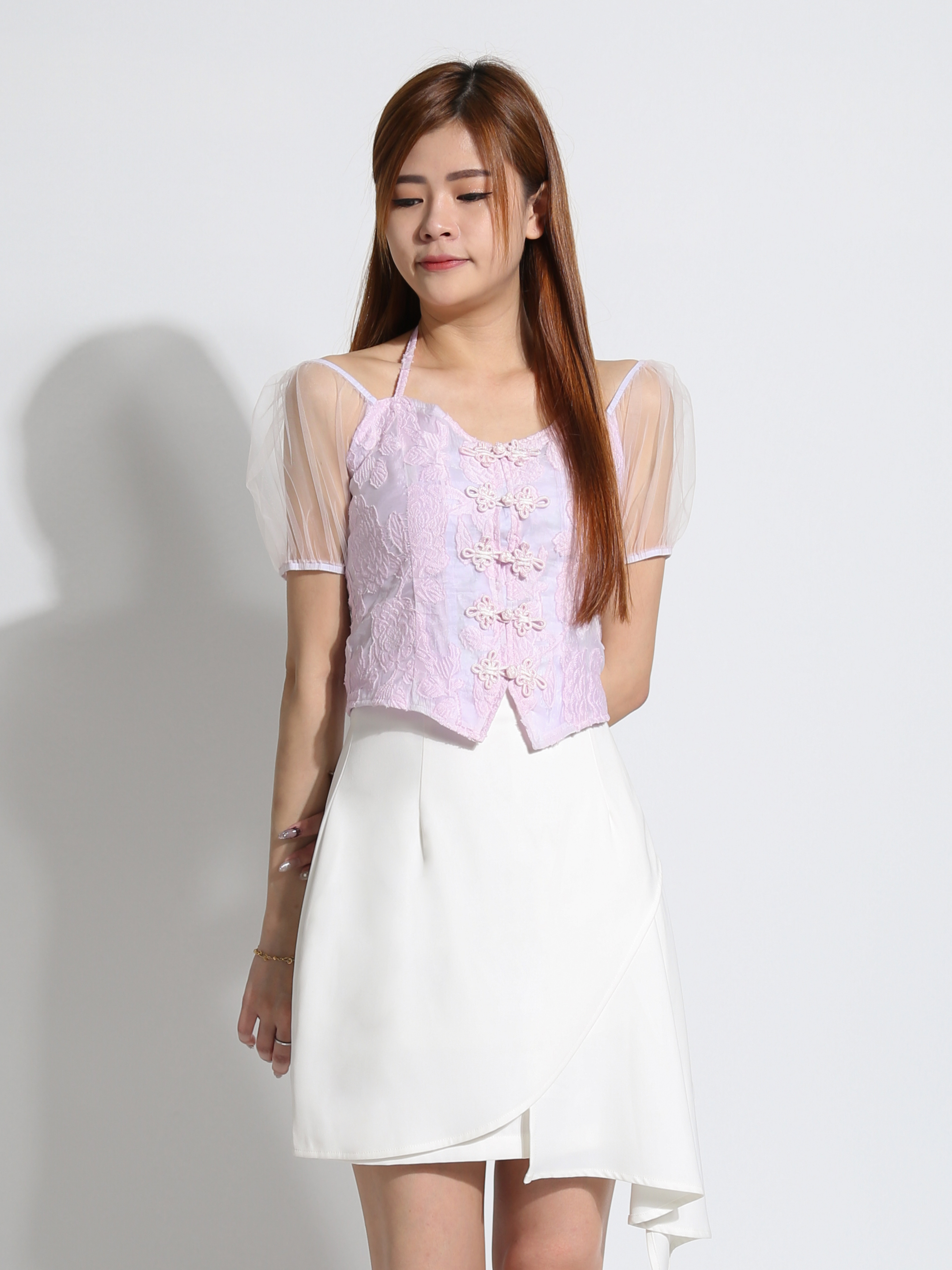 Off Shoulder Cheongsam Floral Top AC058