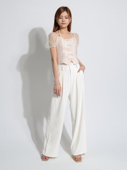 Off Shoulder Cheongsam Floral Top AC058