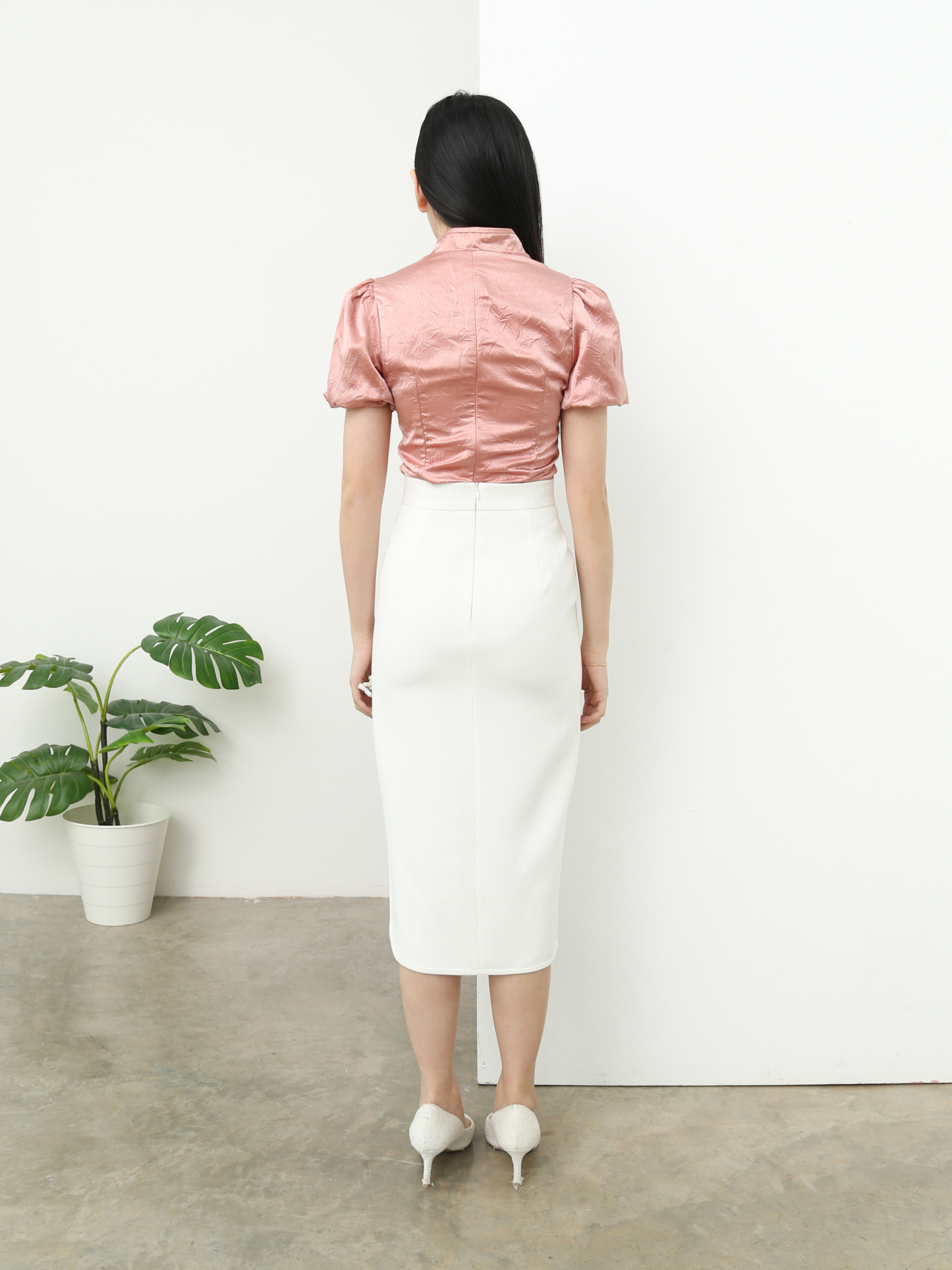 High Waist High Split With Flower Skirt AC061