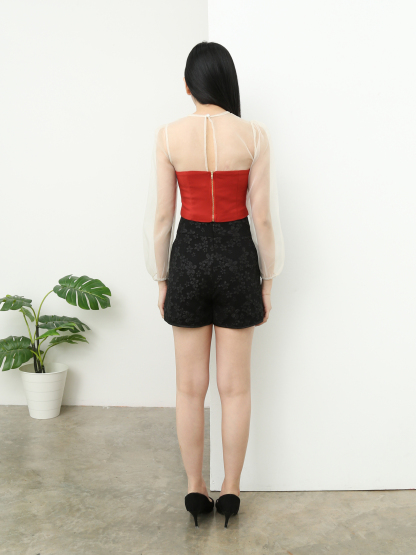 High Waist Floral With Split Short Pants AC064