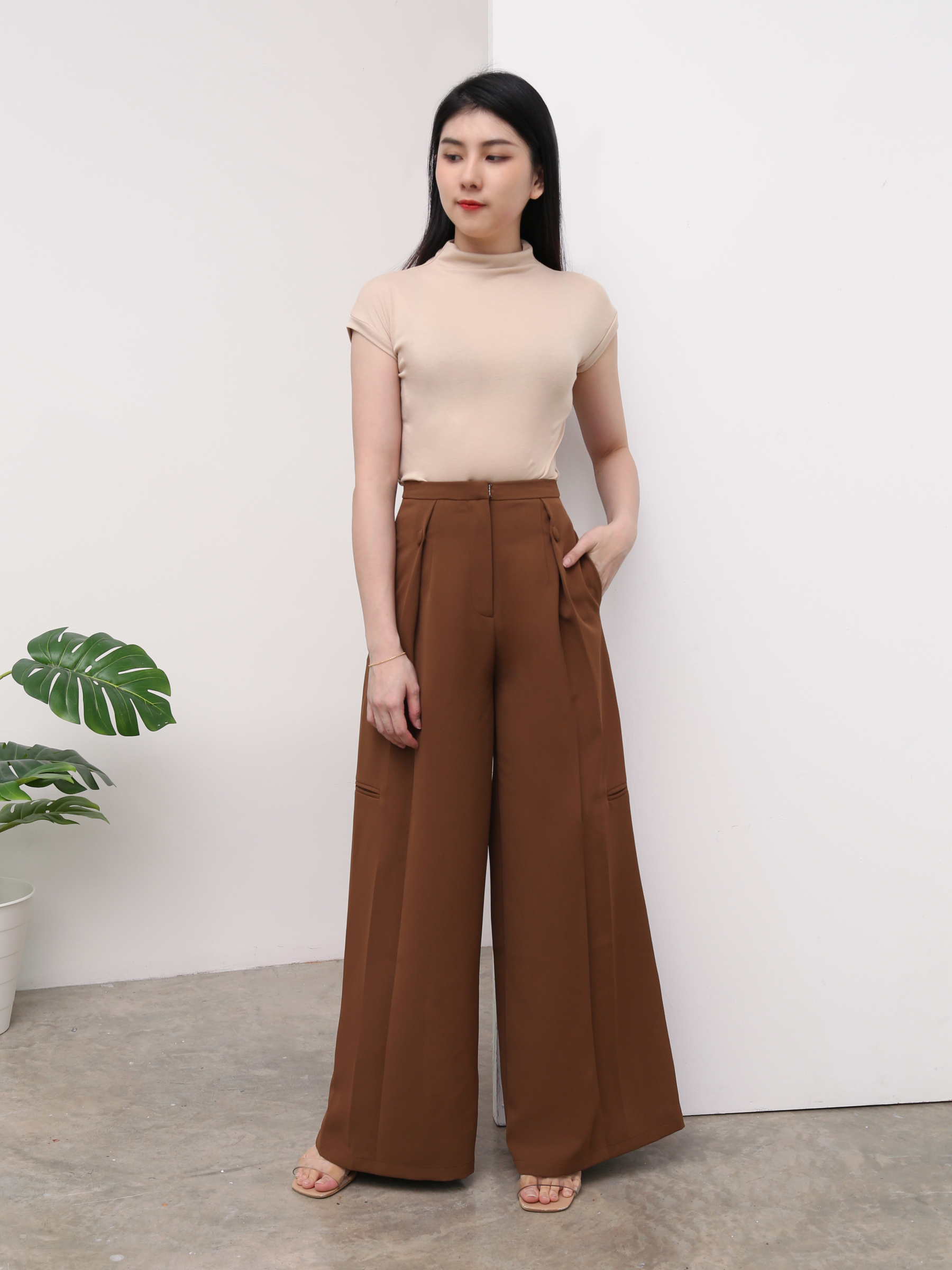 High Waist Wide Leg Long Pants AC077