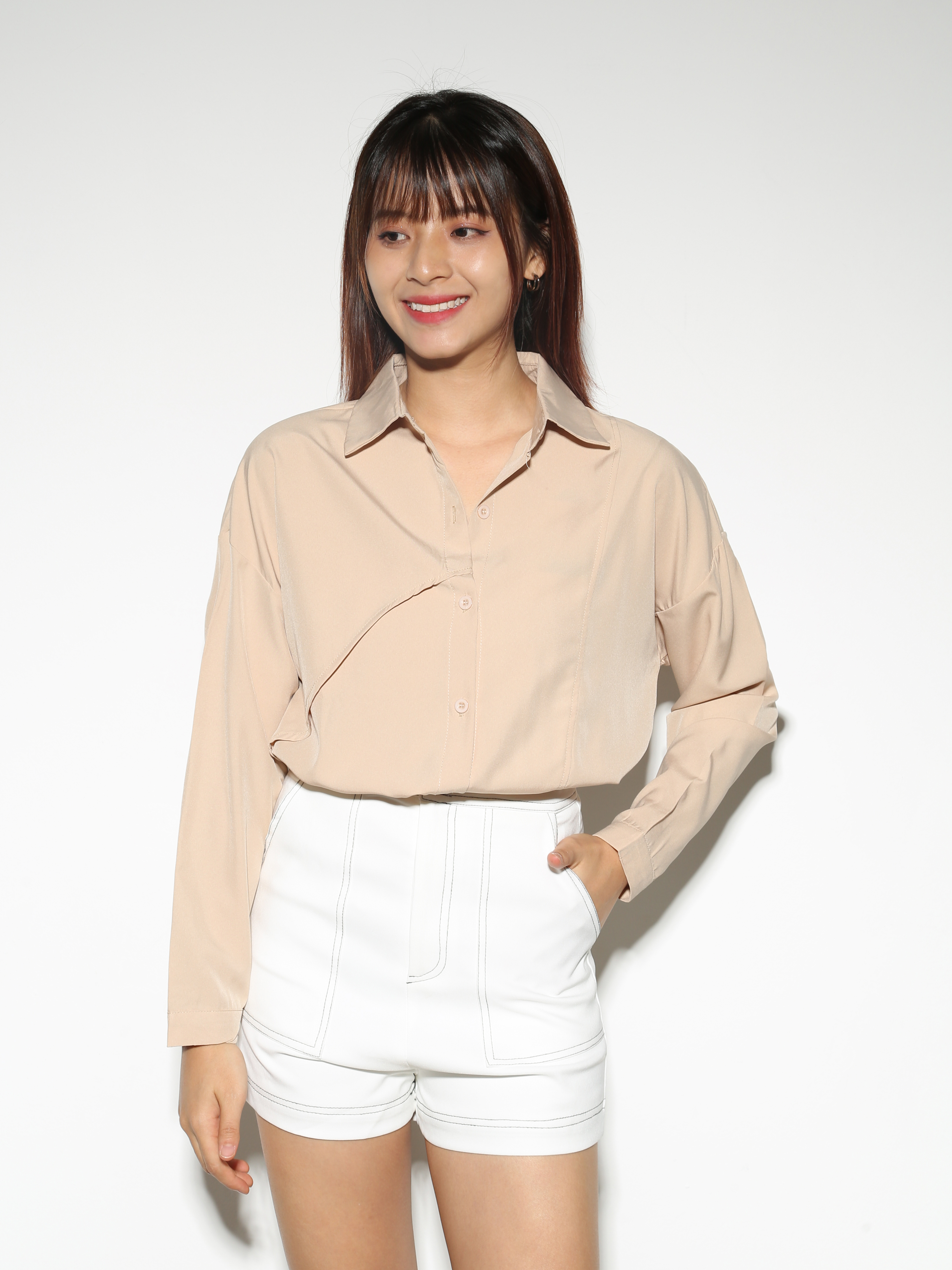 Front Button Long Sleeve Blouse 28447