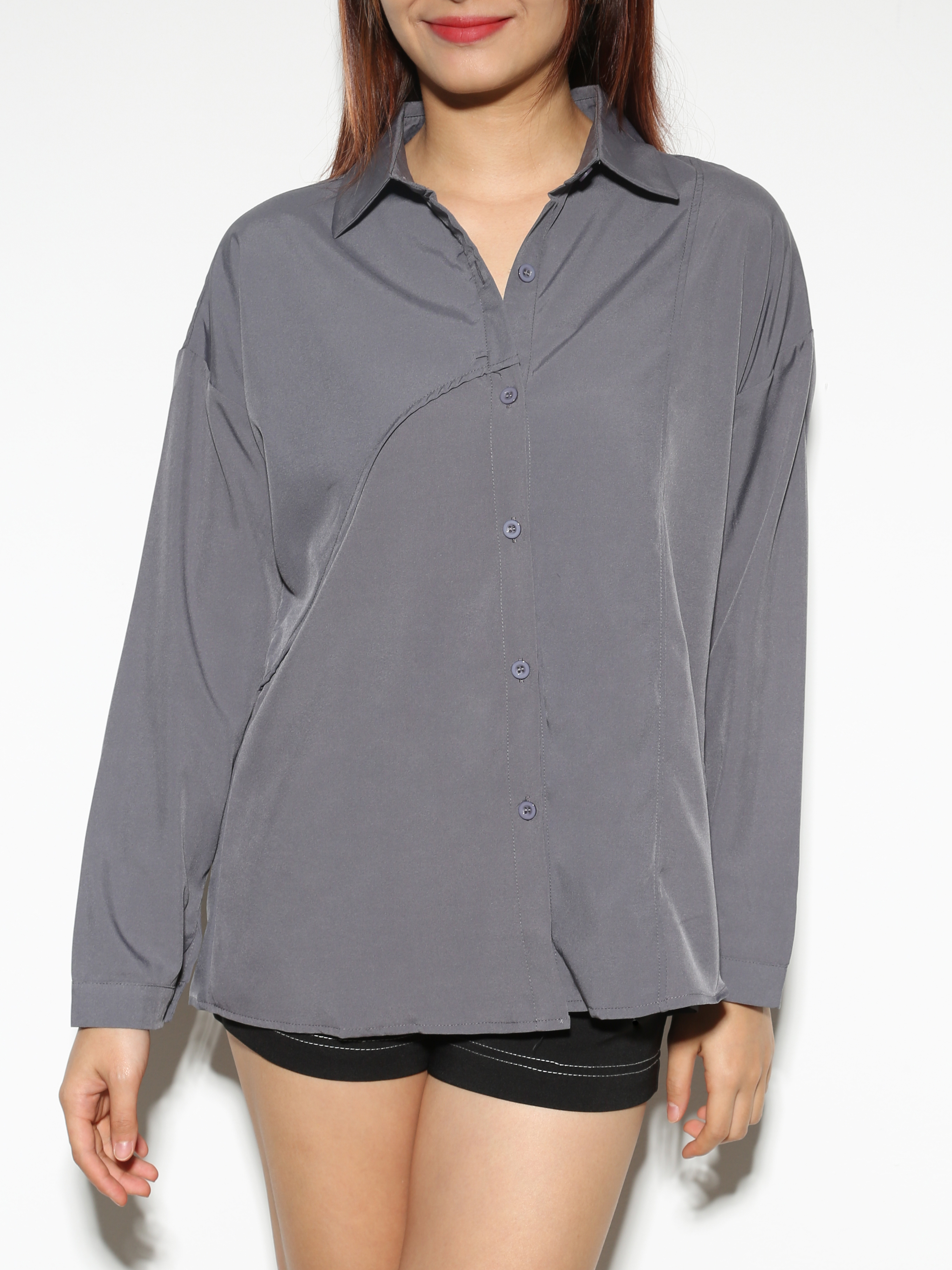 Front Button Long Sleeve Blouse 28447