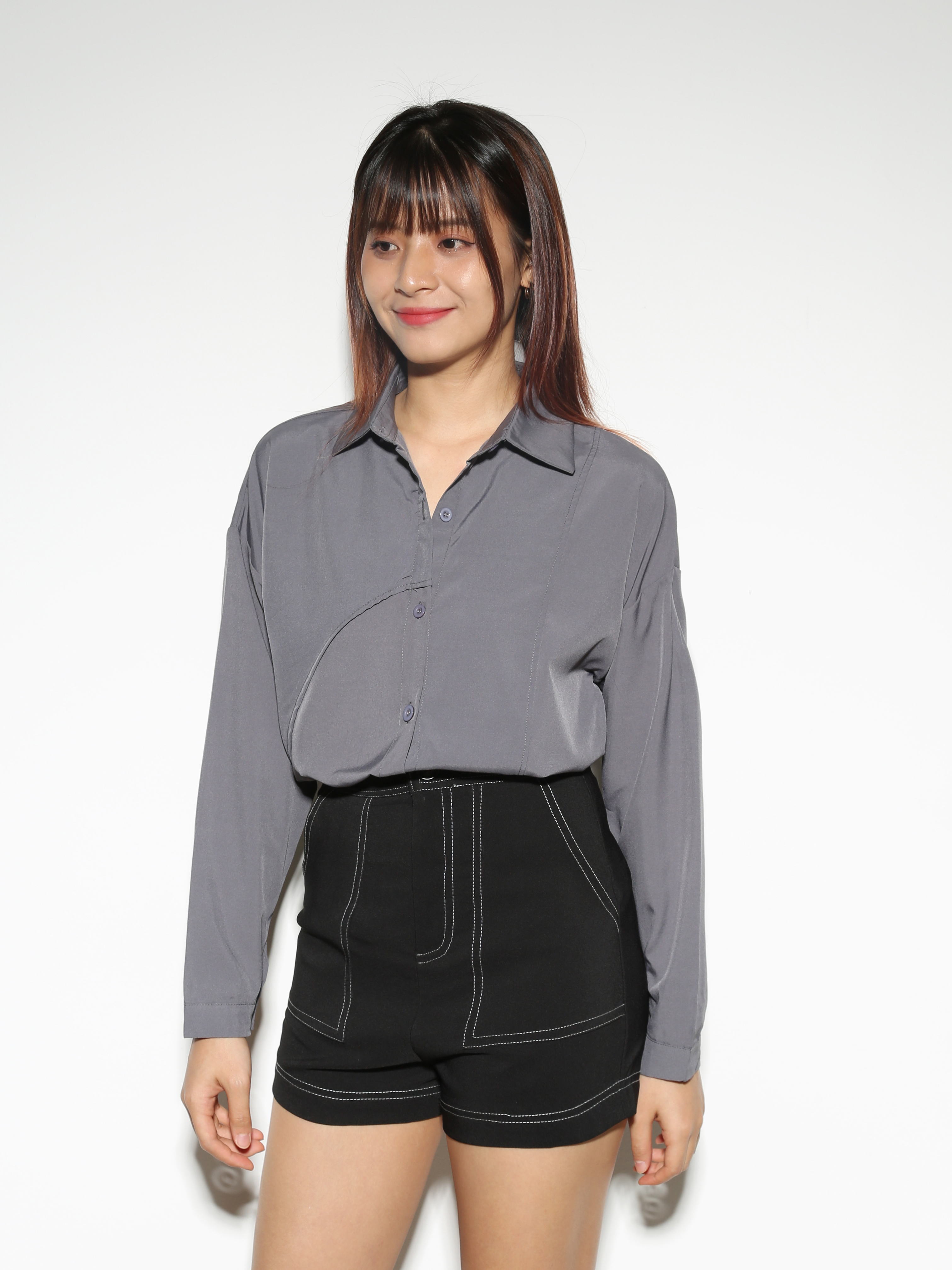 Front Button Long Sleeve Blouse 28447